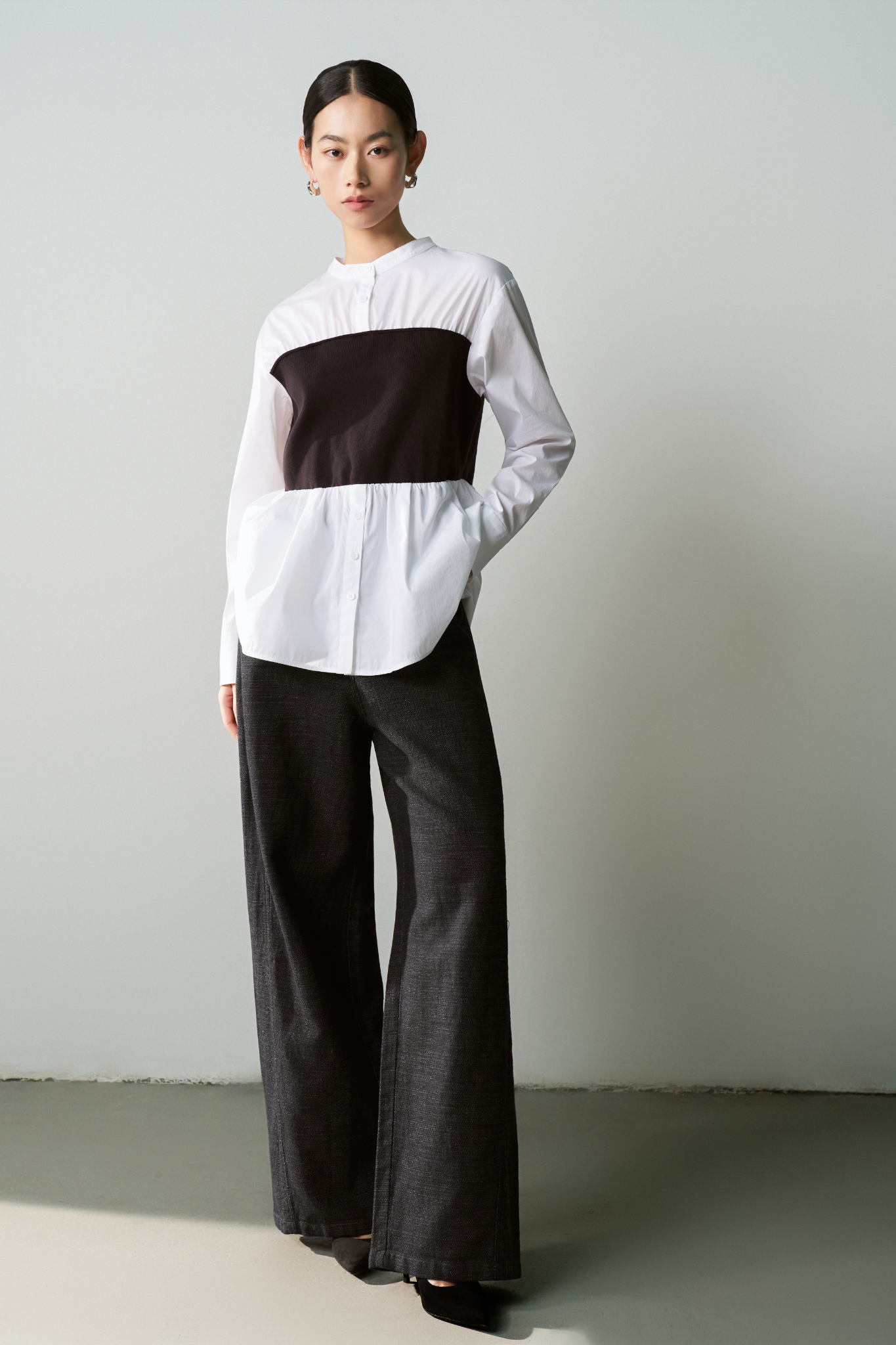 Knit-Panel Shirt