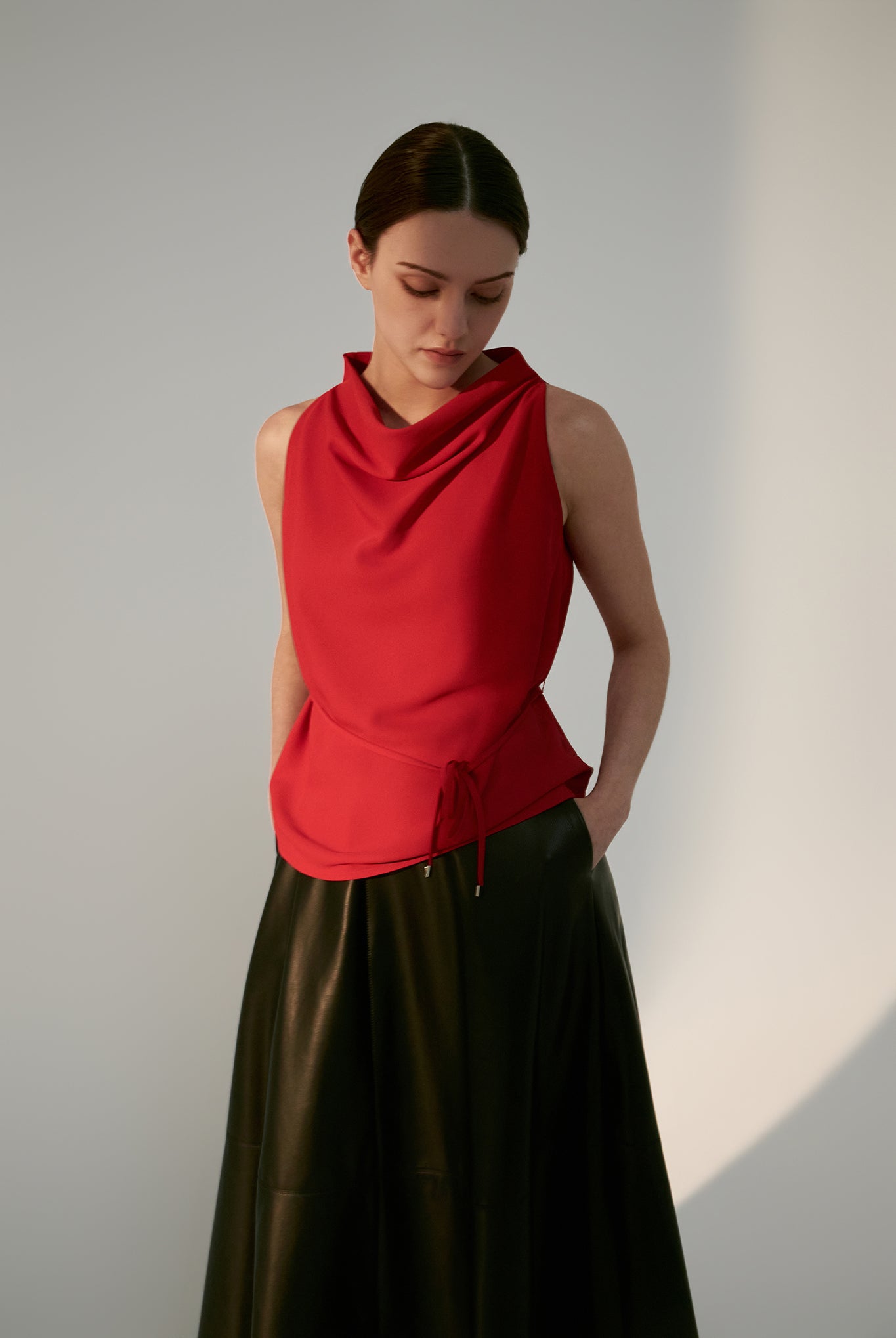 Mock Neck Blouson Top