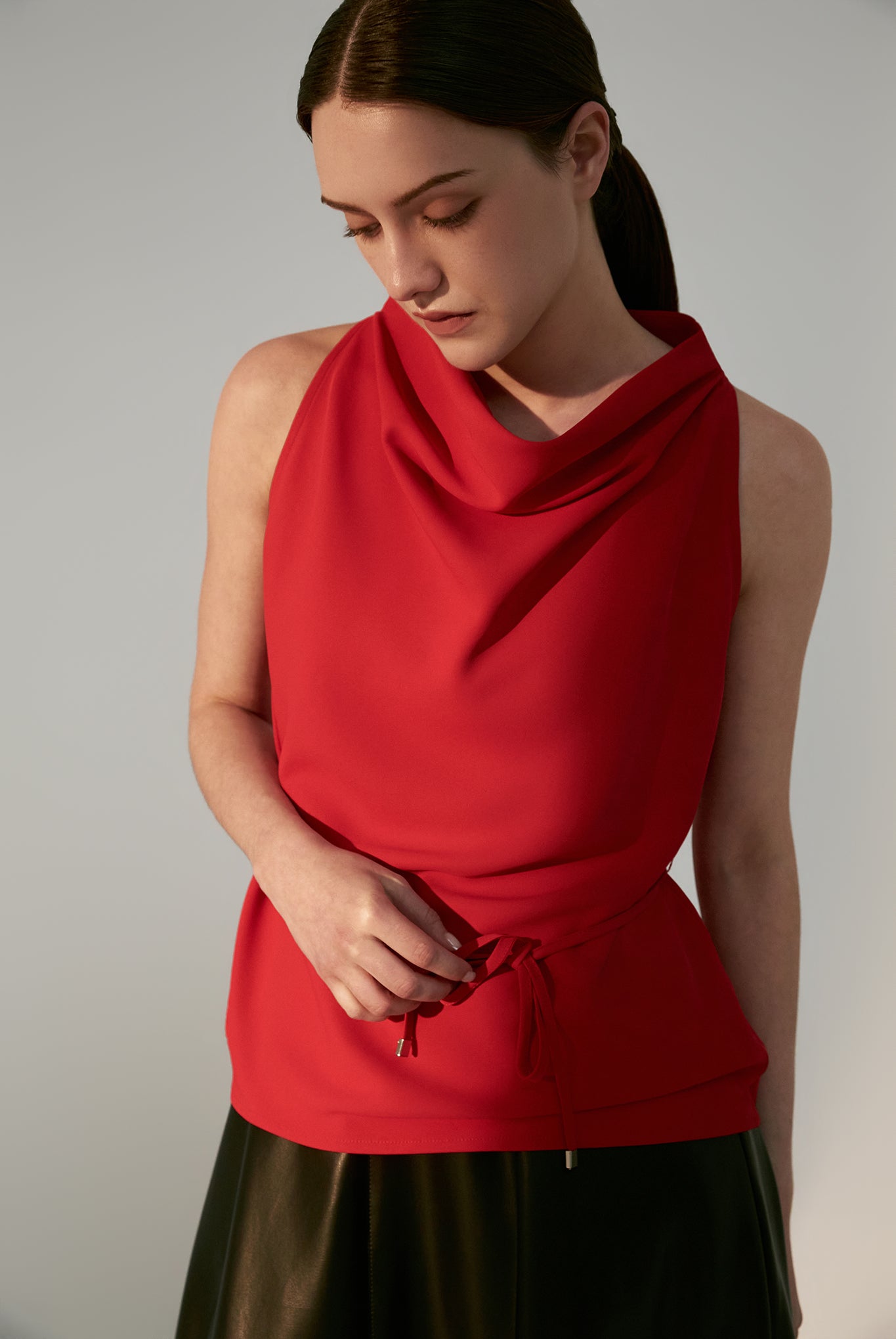 Mock Neck Blouson Top