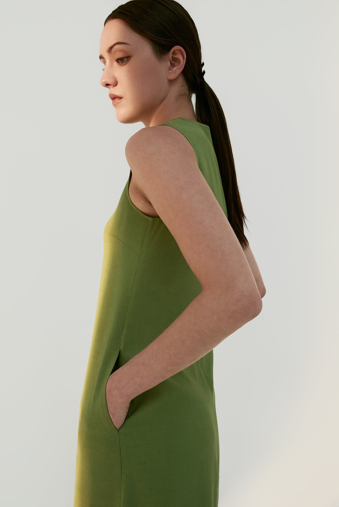 Round Neck Long Shift Dress