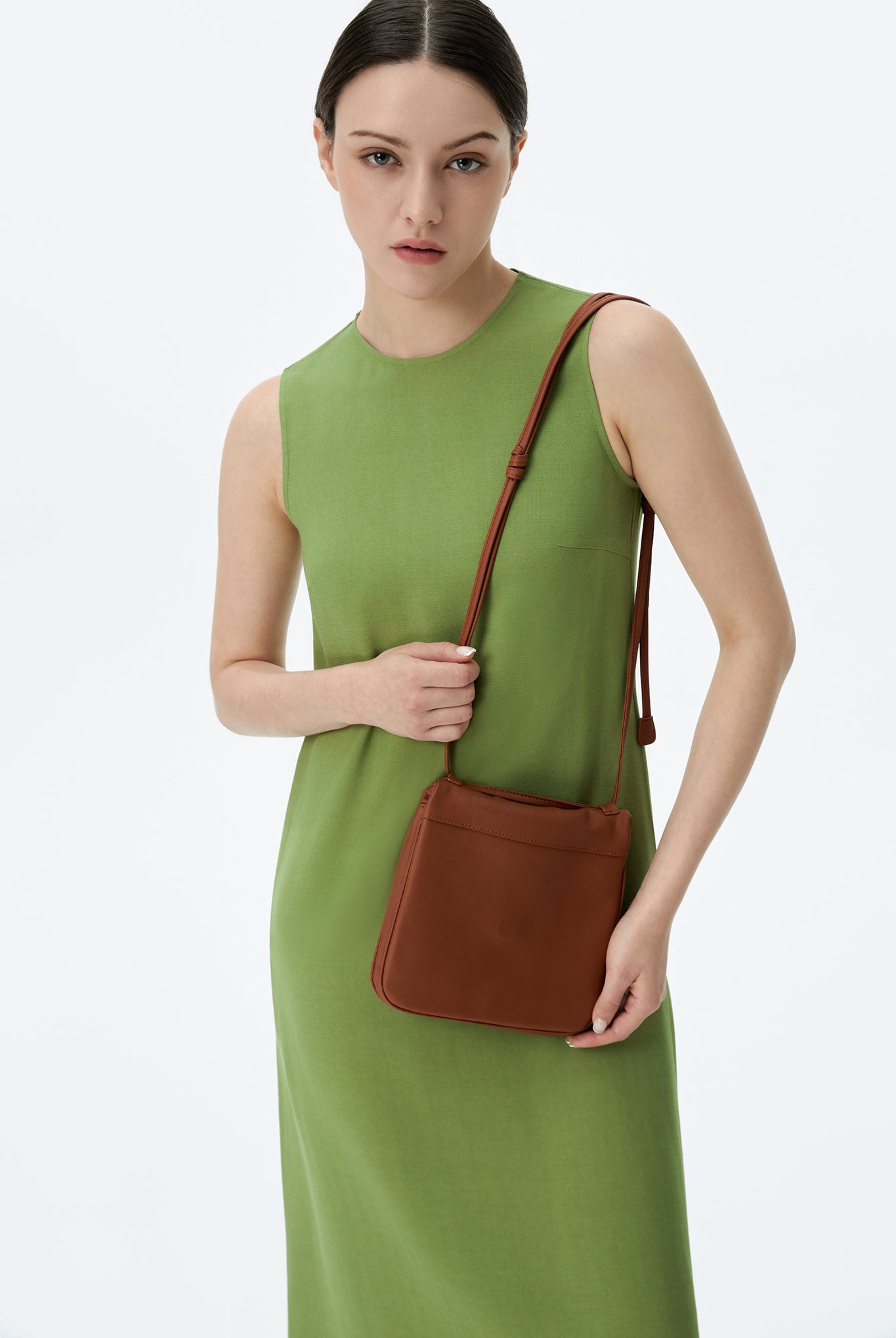 Foldover Leather Purse With Strap