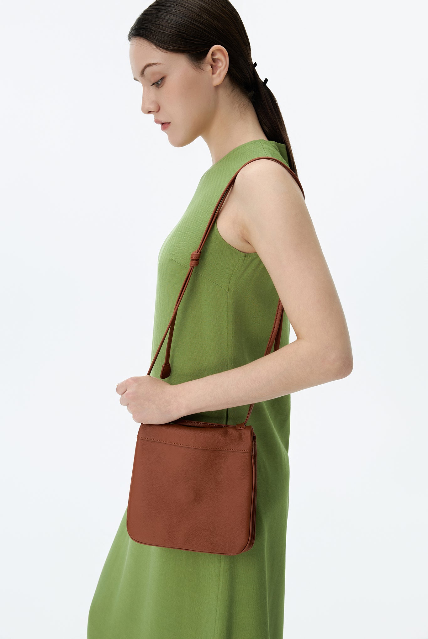 Foldover Leather Purse With Strap