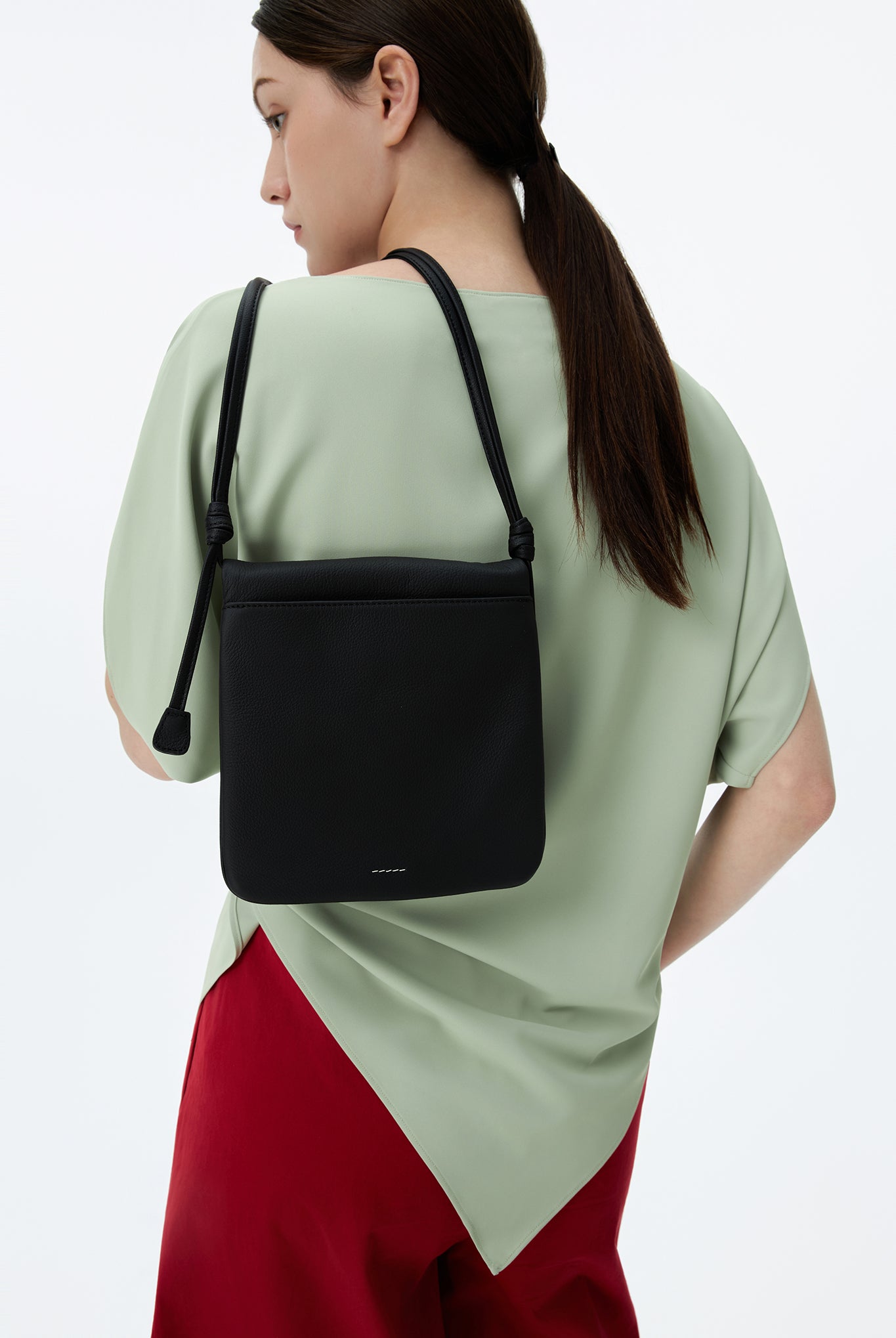 Foldover Leather Purse With Strap