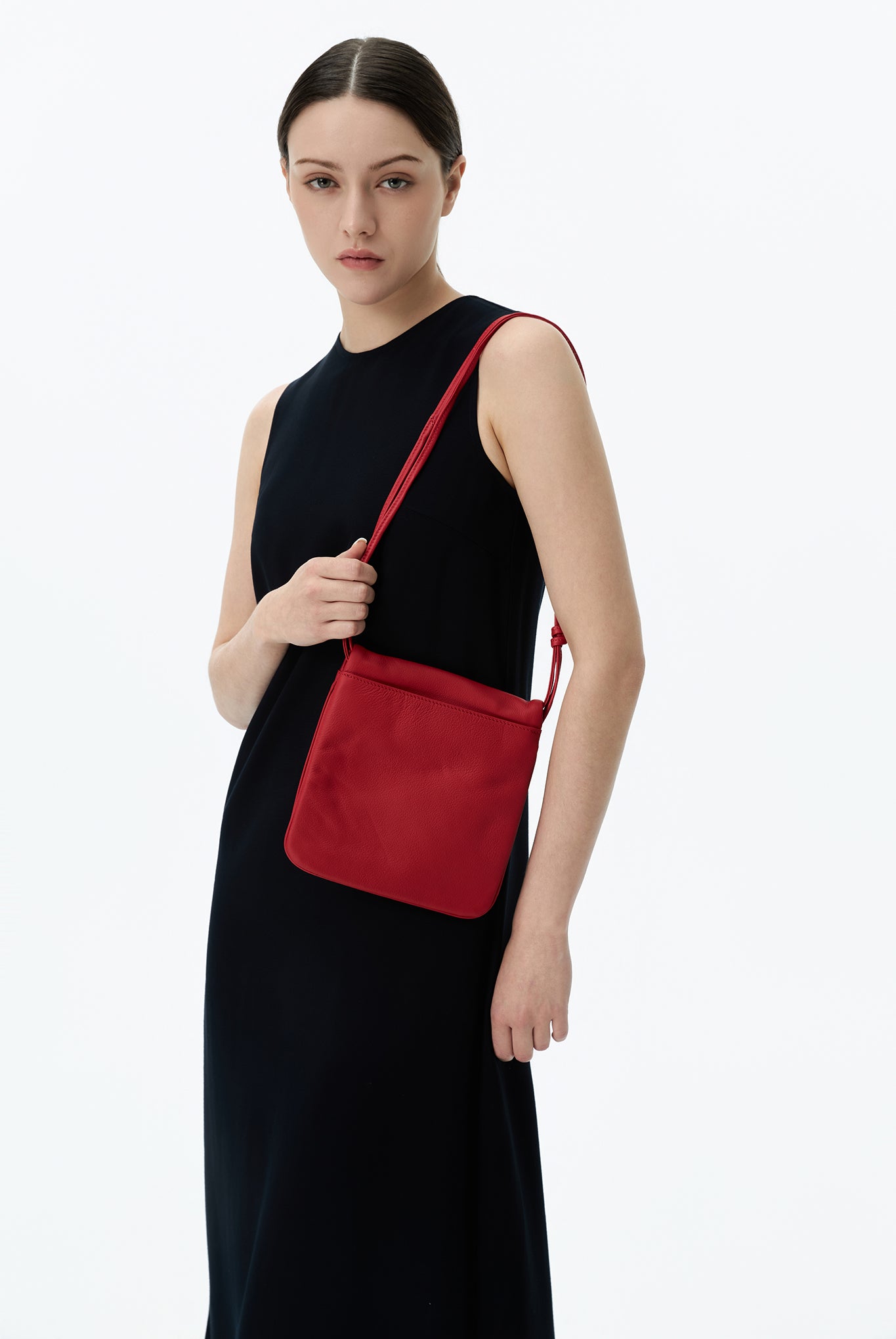 Foldover Leather Purse With Strap