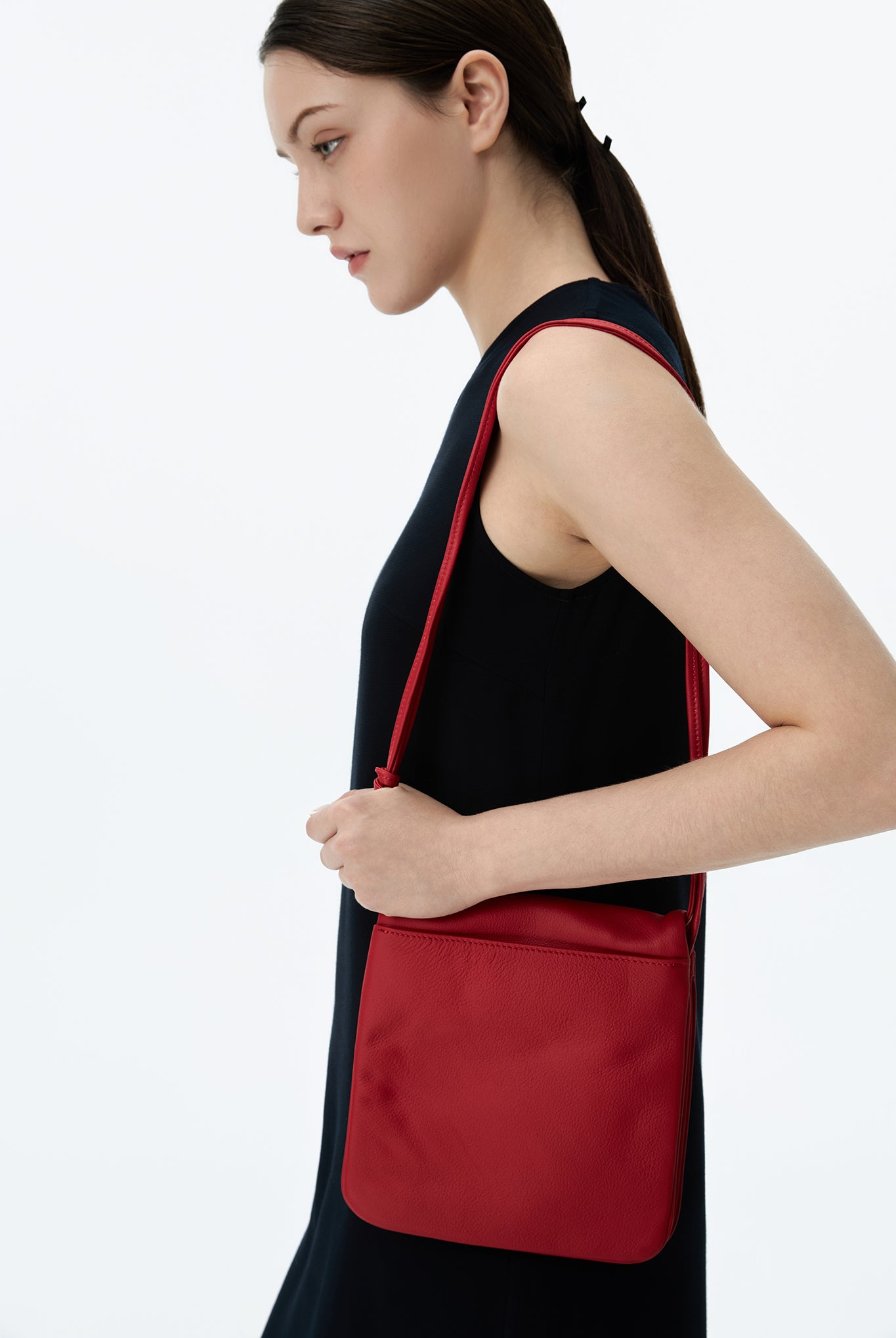 Foldover Leather Purse With Strap