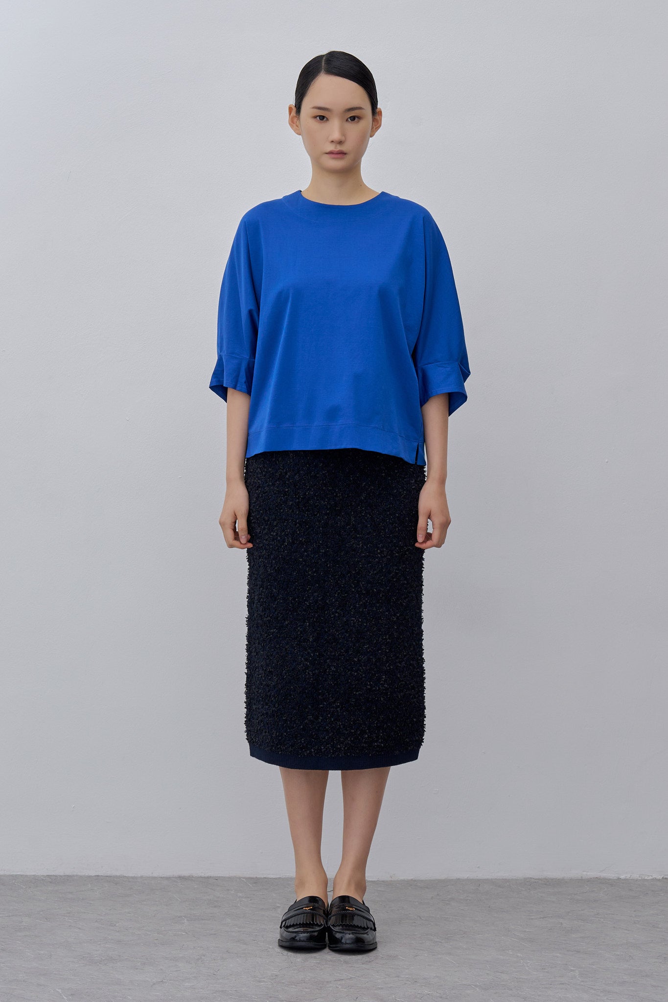 Pleated-Cuff Jersey Top