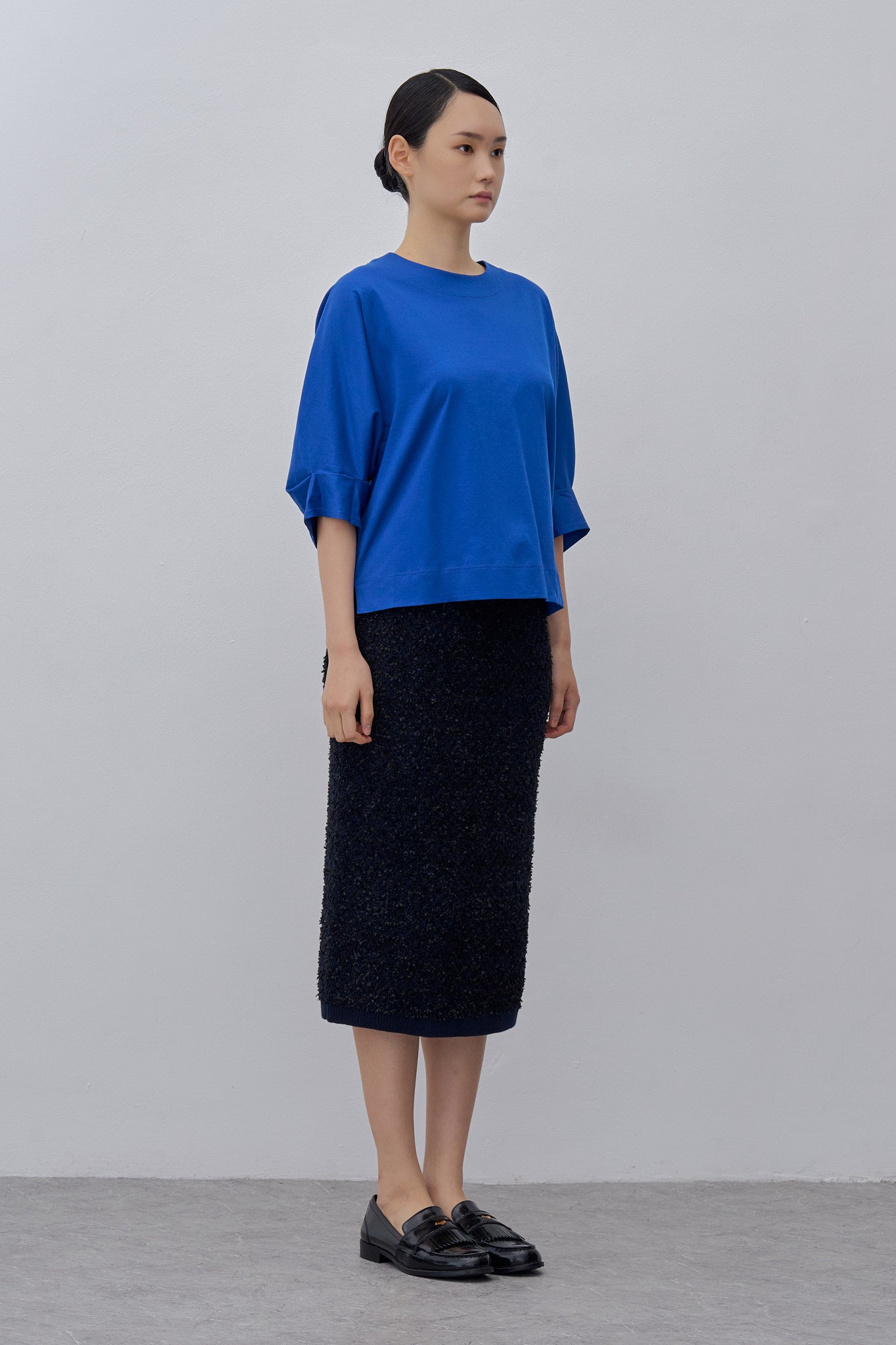 Pleated-Cuff Jersey Top