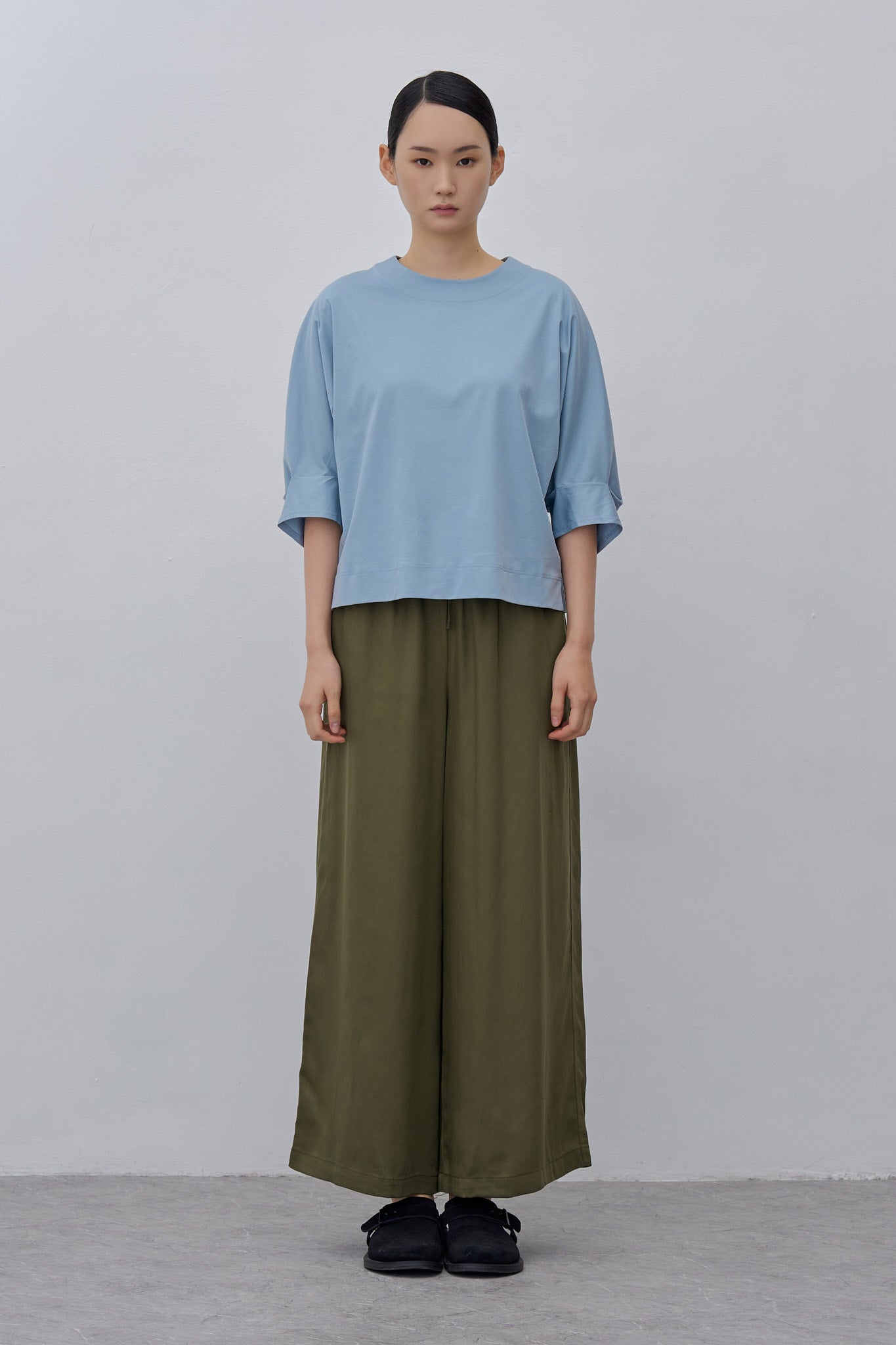 Pleated-Cuff Jersey Top