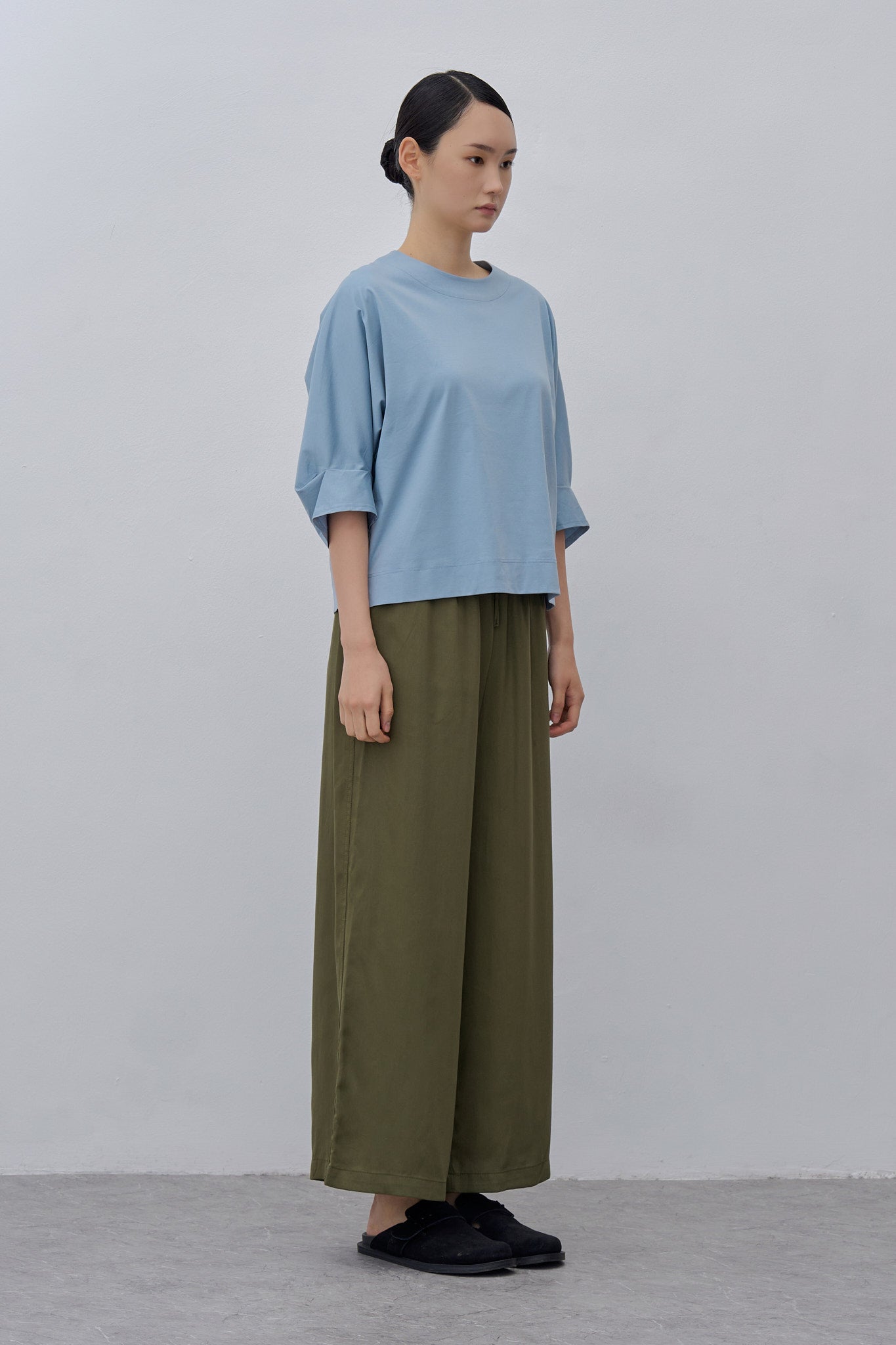 Pleated-Cuff Jersey Top