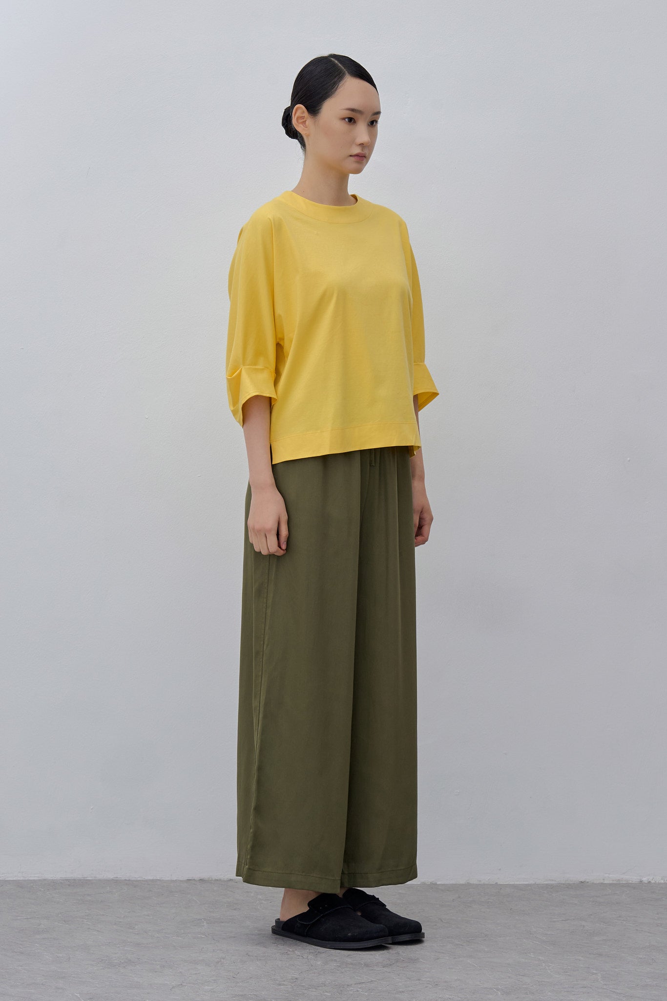 Pleated-Cuff Jersey Top