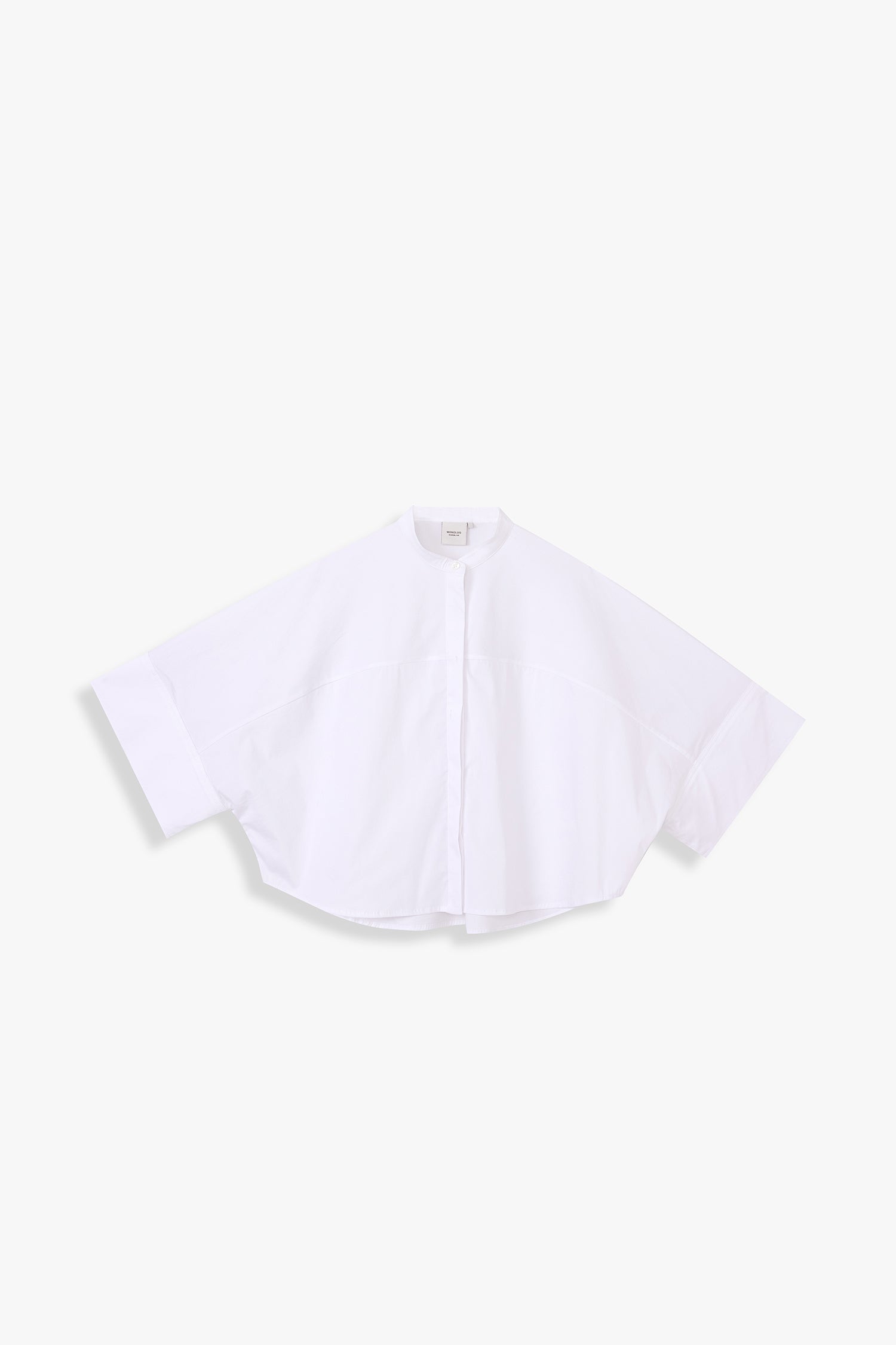 Wide-Sleeve Mandarin-Collar Shirt