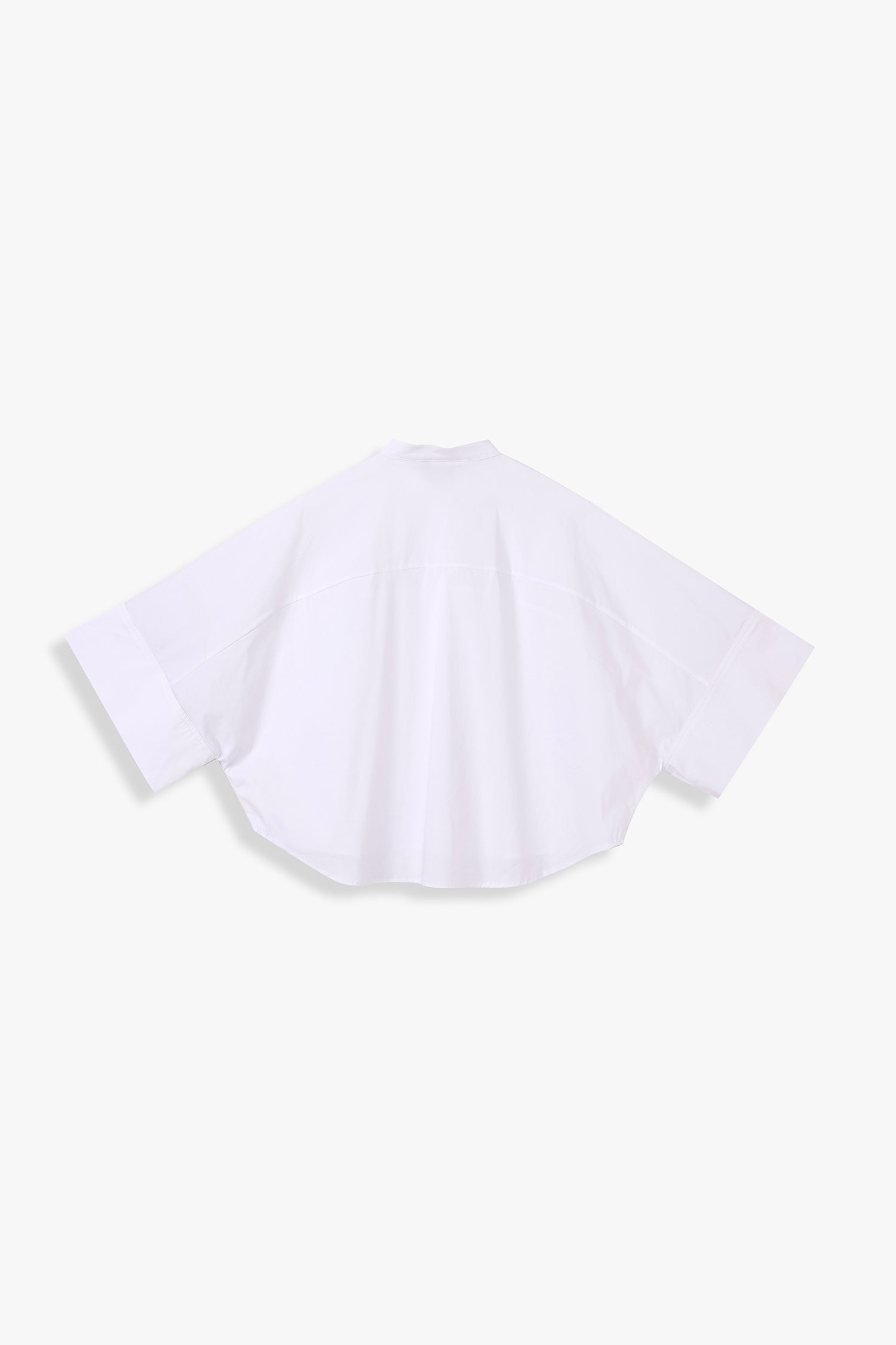 Wide-Sleeve Mandarin-Collar Shirt