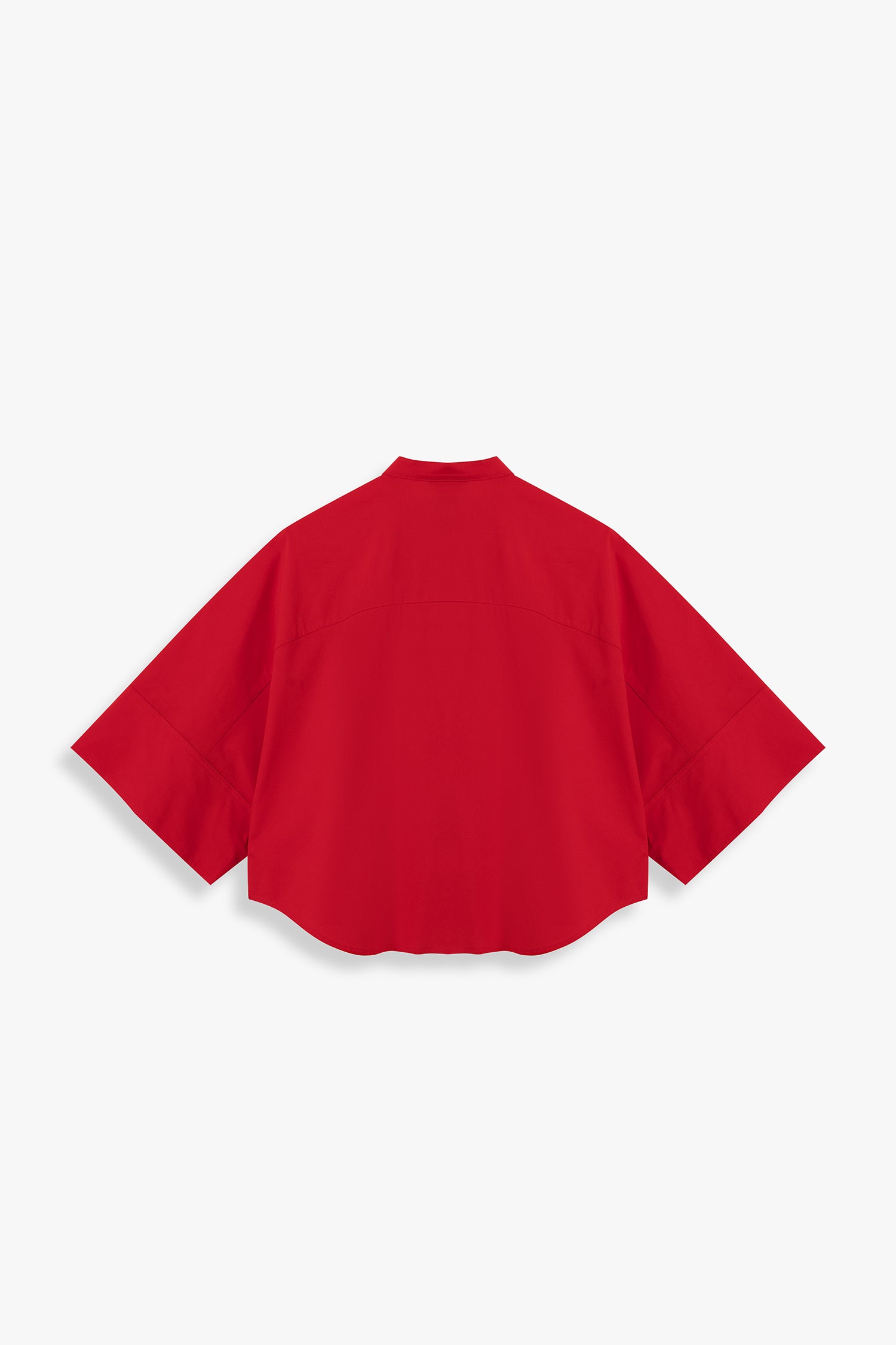 Wide-Sleeve Mandarin-Collar Shirt