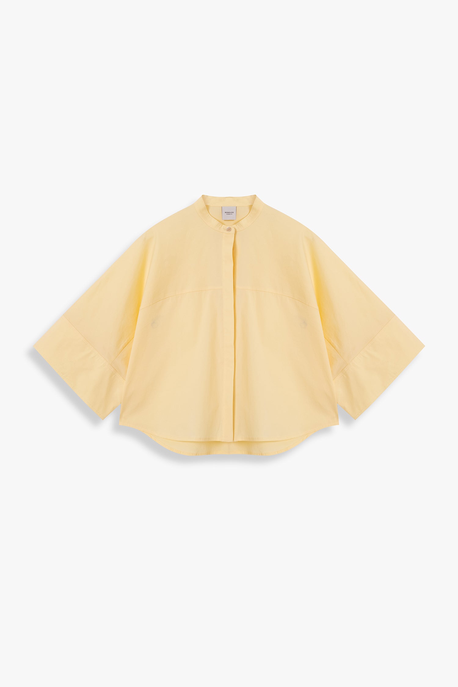 Wide-Sleeve Mandarin-Collar Shirt