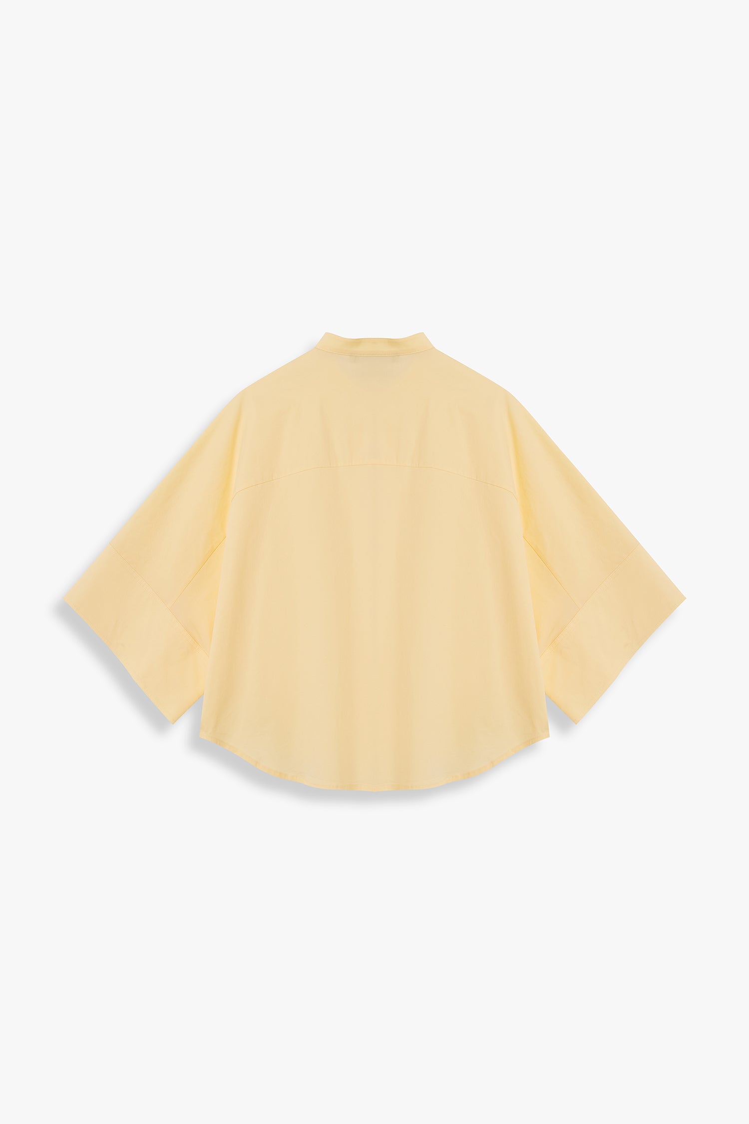 Wide-Sleeve Mandarin-Collar Shirt