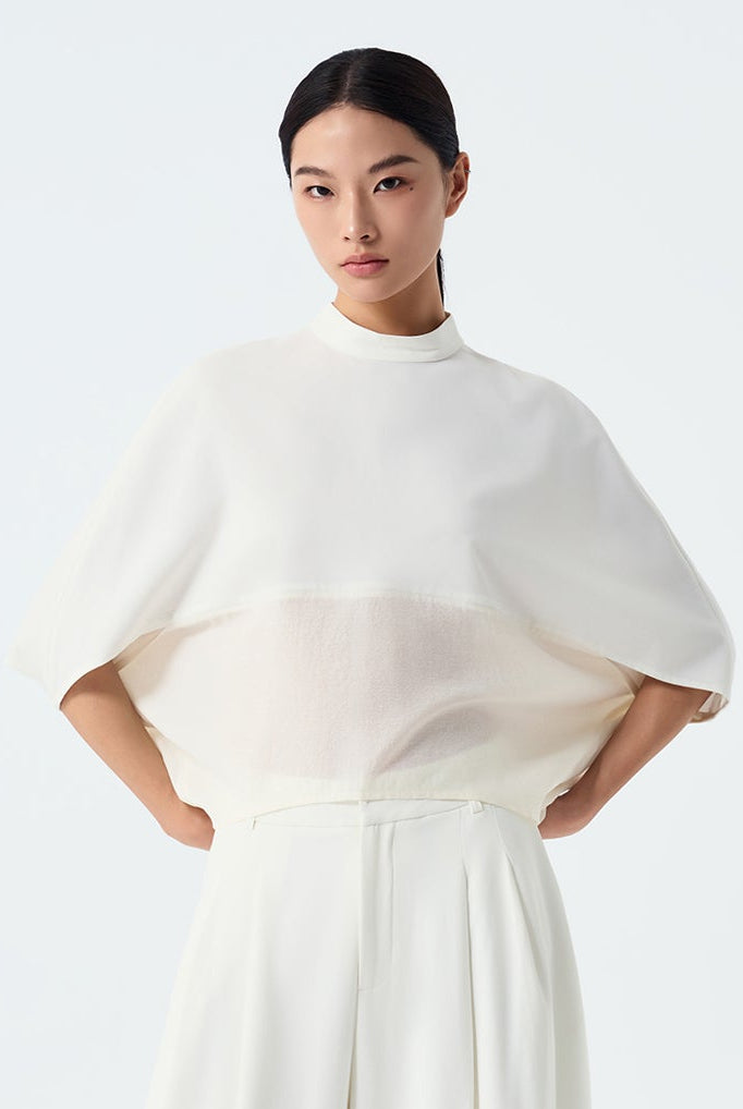Tori Mixed Fabric Cocoon Top