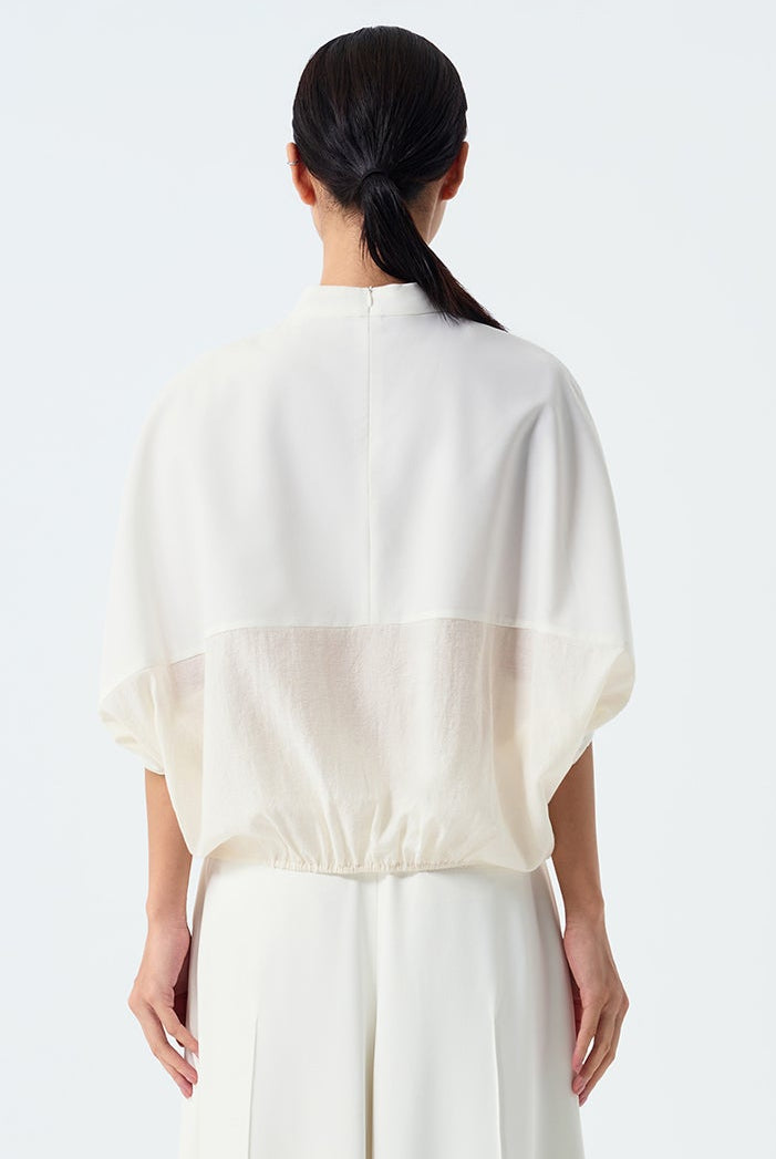 Tori Mixed Fabric Cocoon Top