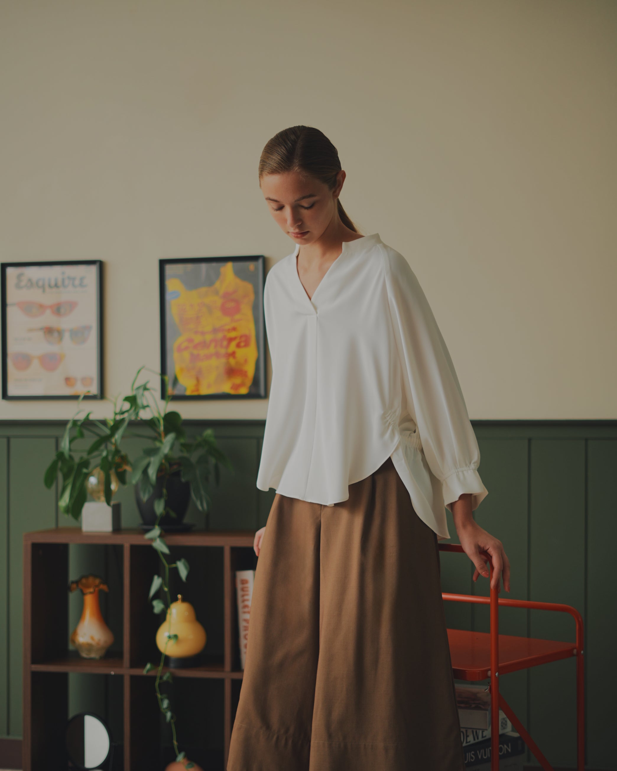 Back Overlap Drawstring Shirt