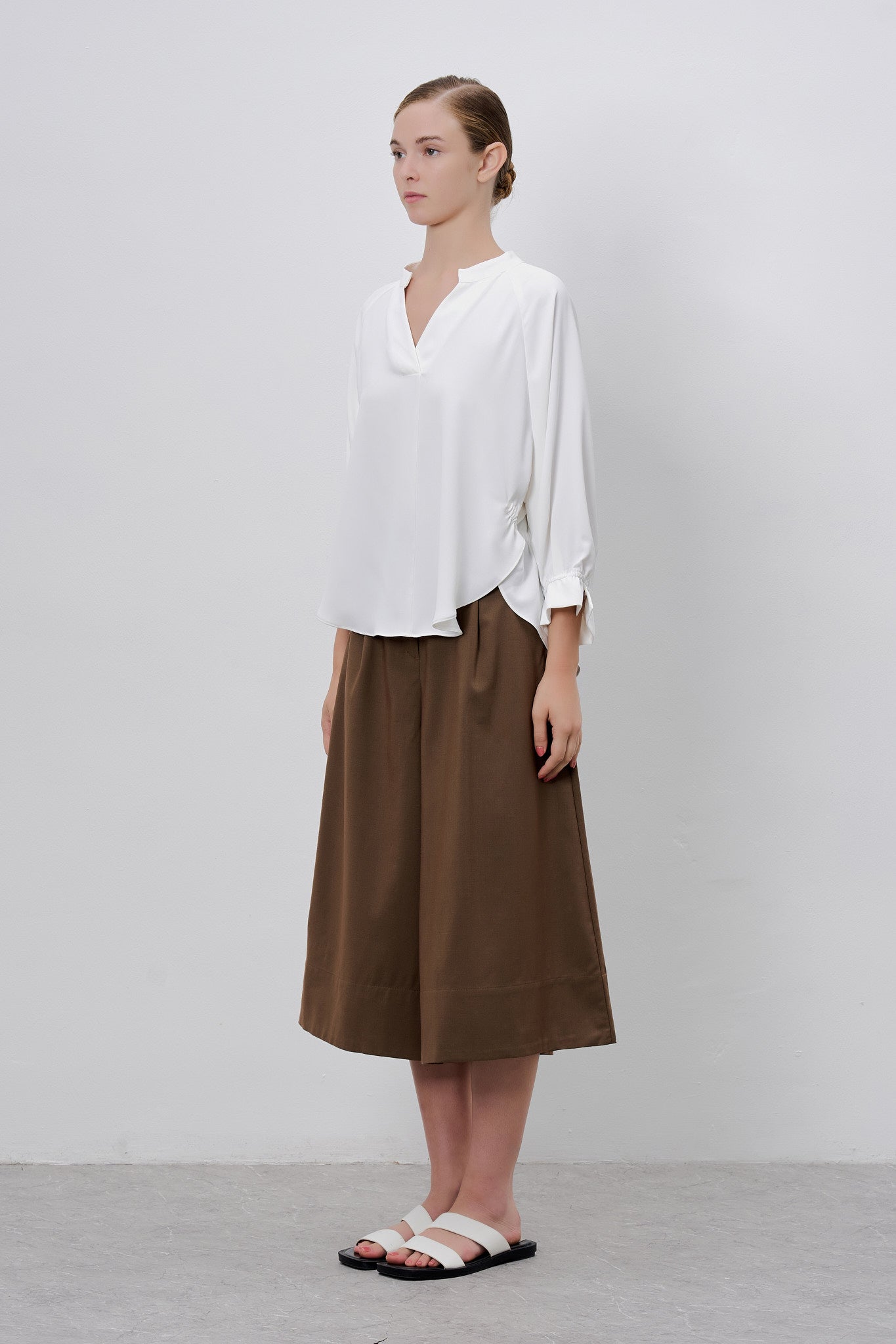 Back Overlap Drawstring Shirt