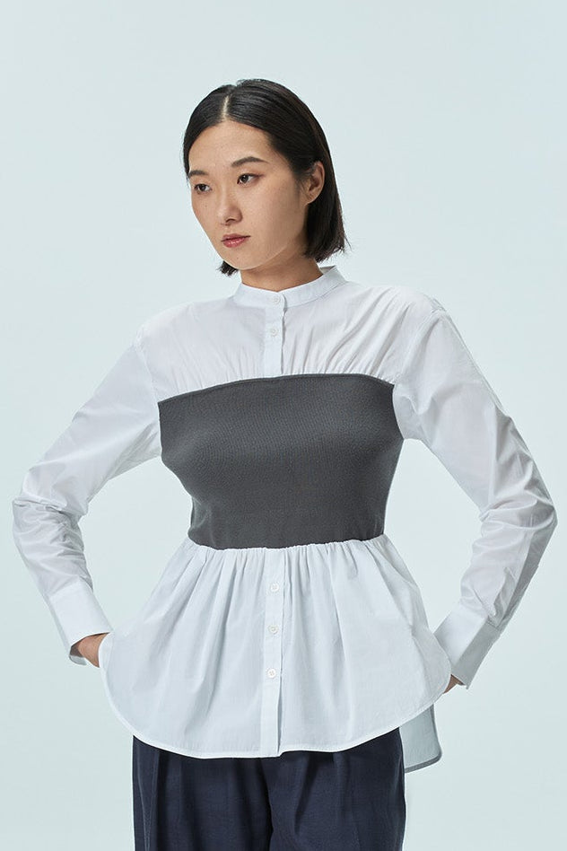 Knit-Panel Shirt