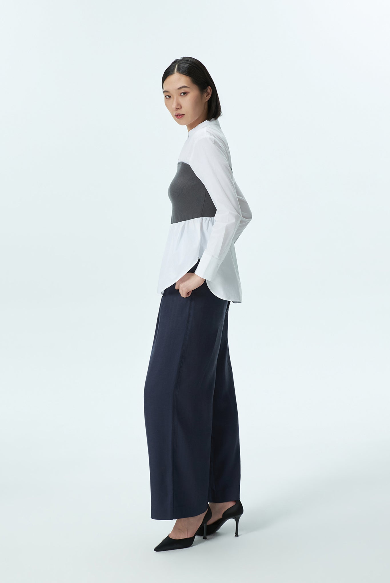 Knit-Panel Shirt