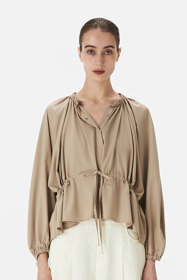 Rusched Neck Trapeze Top
