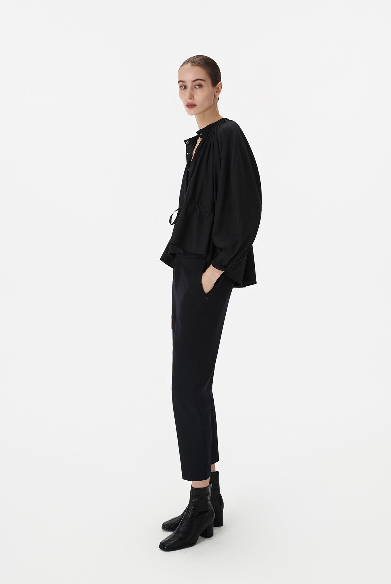 Rusched Neck Trapeze Top