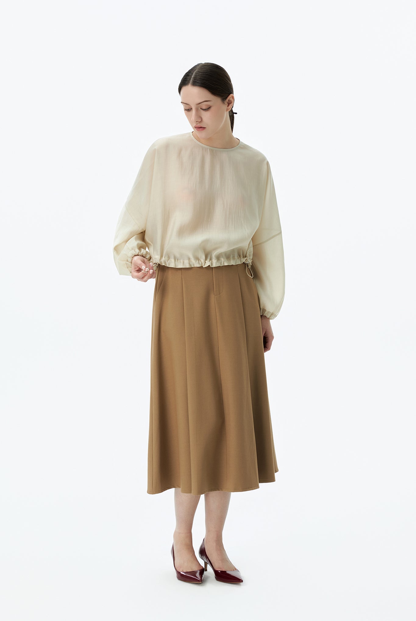 Batwing Sleeved Blouson Top