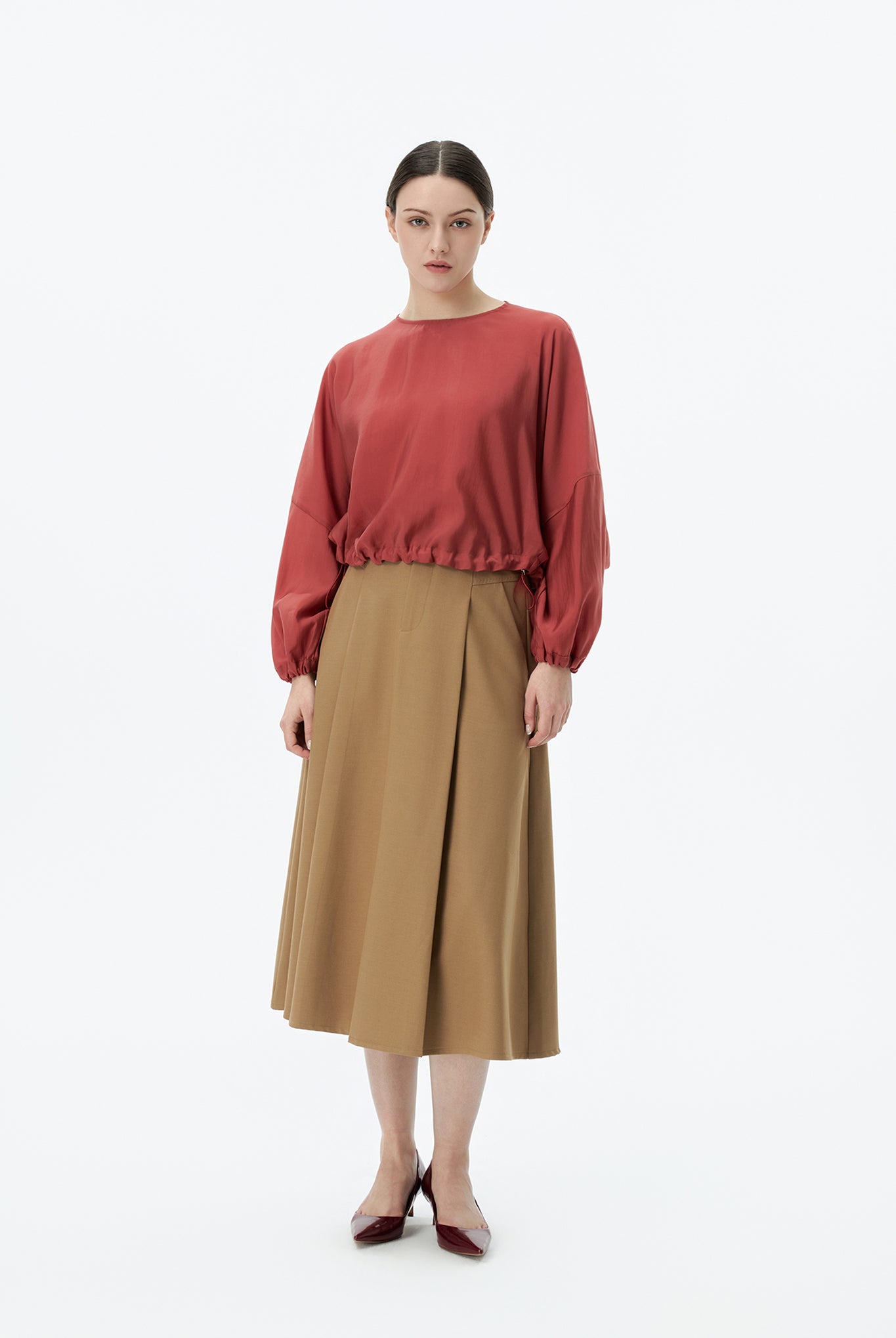 Batwing Sleeved Blouson Top