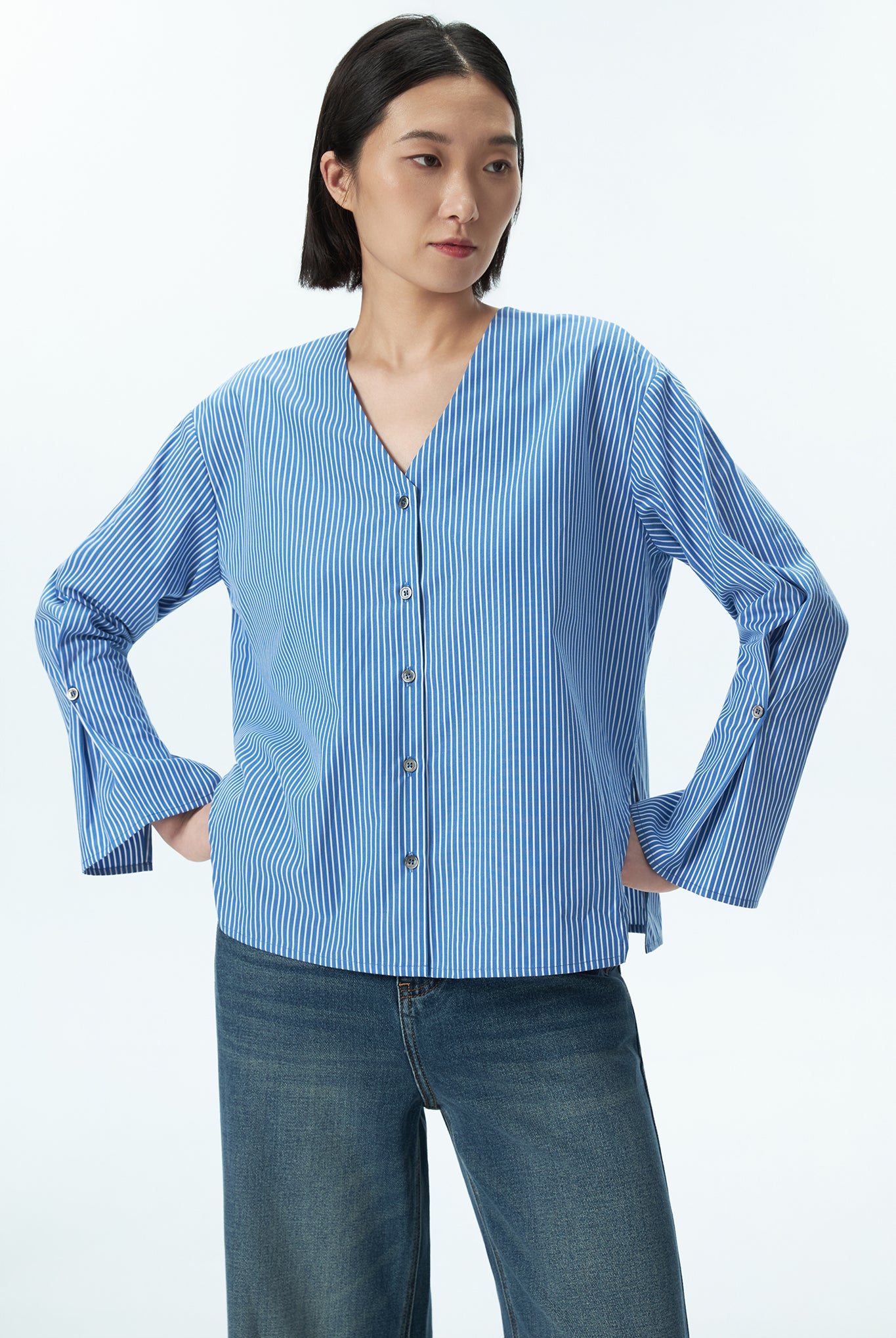 Open Front Long Sleeves Top