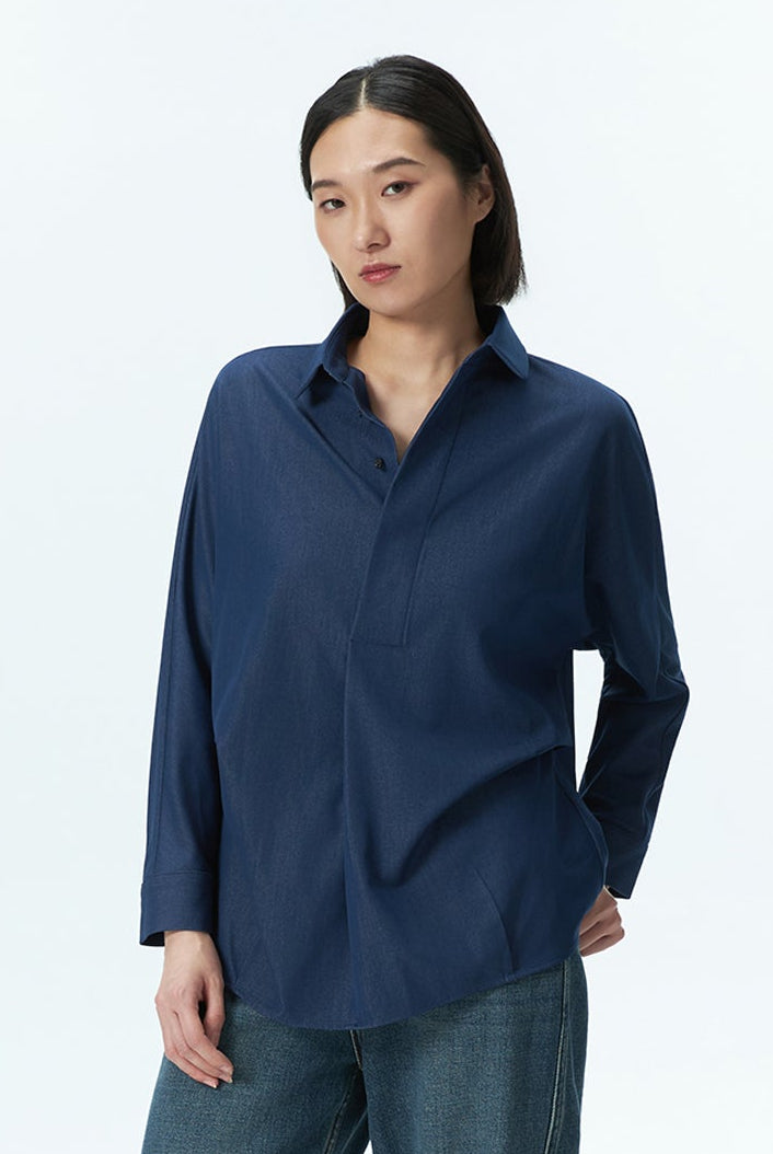 Dolman Sleeve Placket Shirt