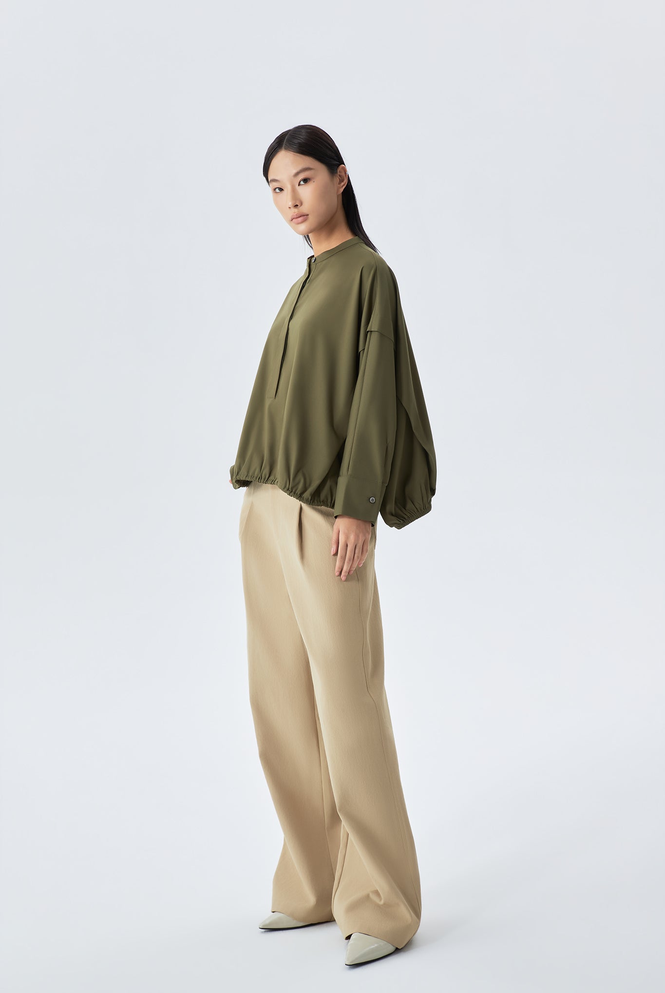 Relaxed-Fit Blouson Top