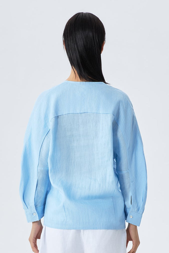 Ayla Linen V-Neck Pullover Shirt