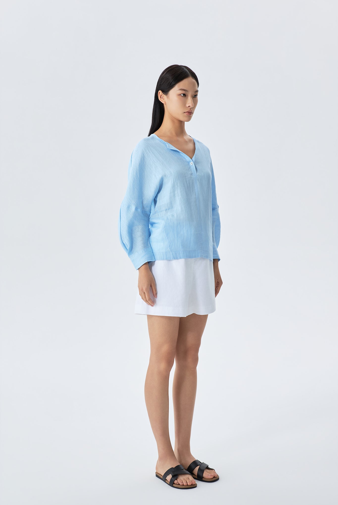 Ayla Linen V-Neck Pullover Shirt