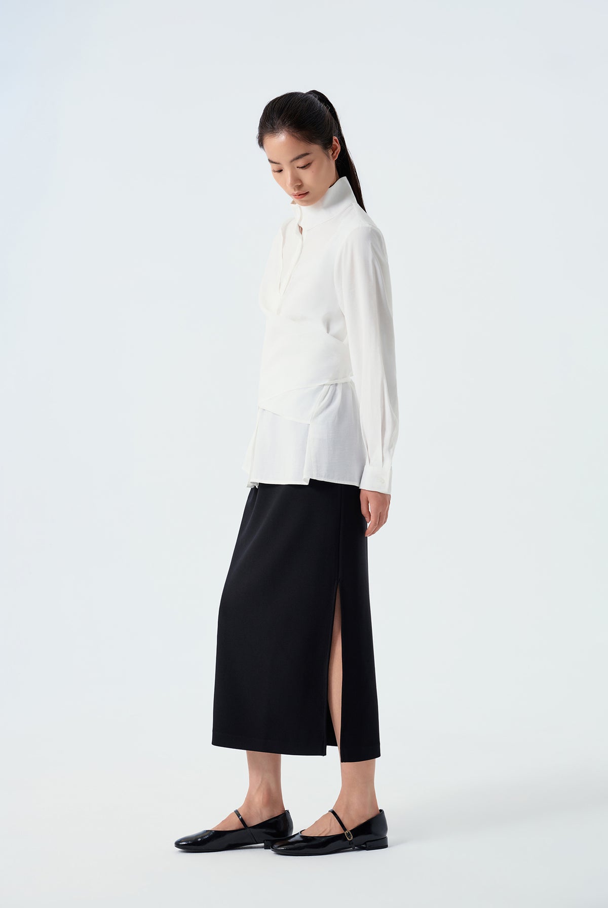 Myra Wrap Long-Sleeve Blouse