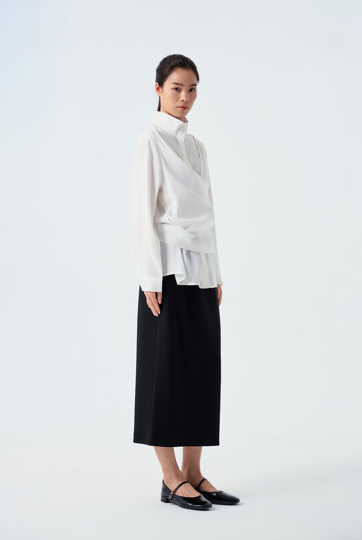 Myra Wrap Long-Sleeve Blouse