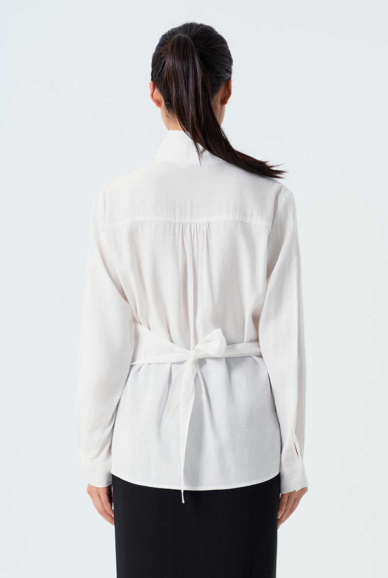Myra Wrap Long-Sleeve Blouse