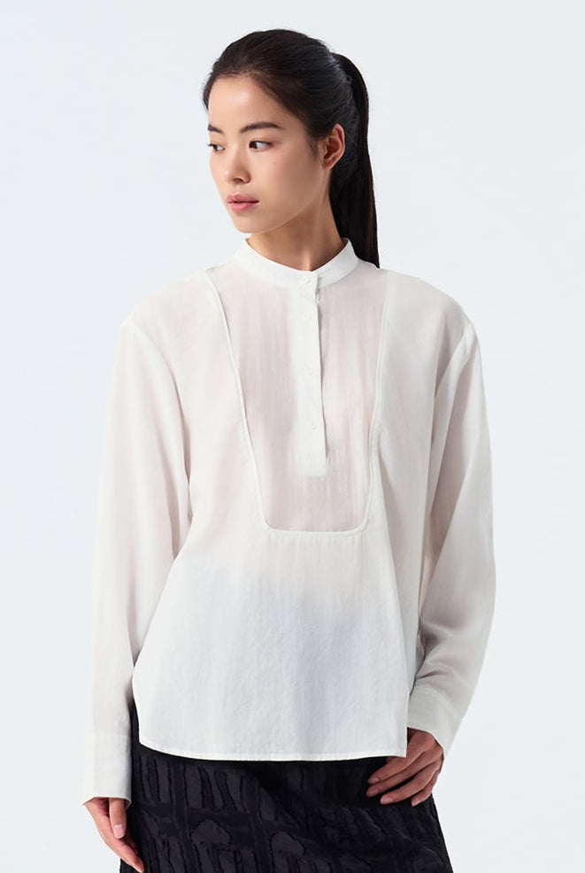 Reina Bib-Front Long-Sleeve Shirt