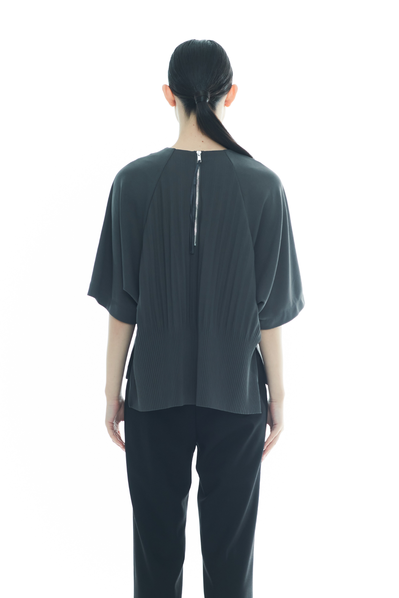 Back-Pleated Dolman Sleeve Top