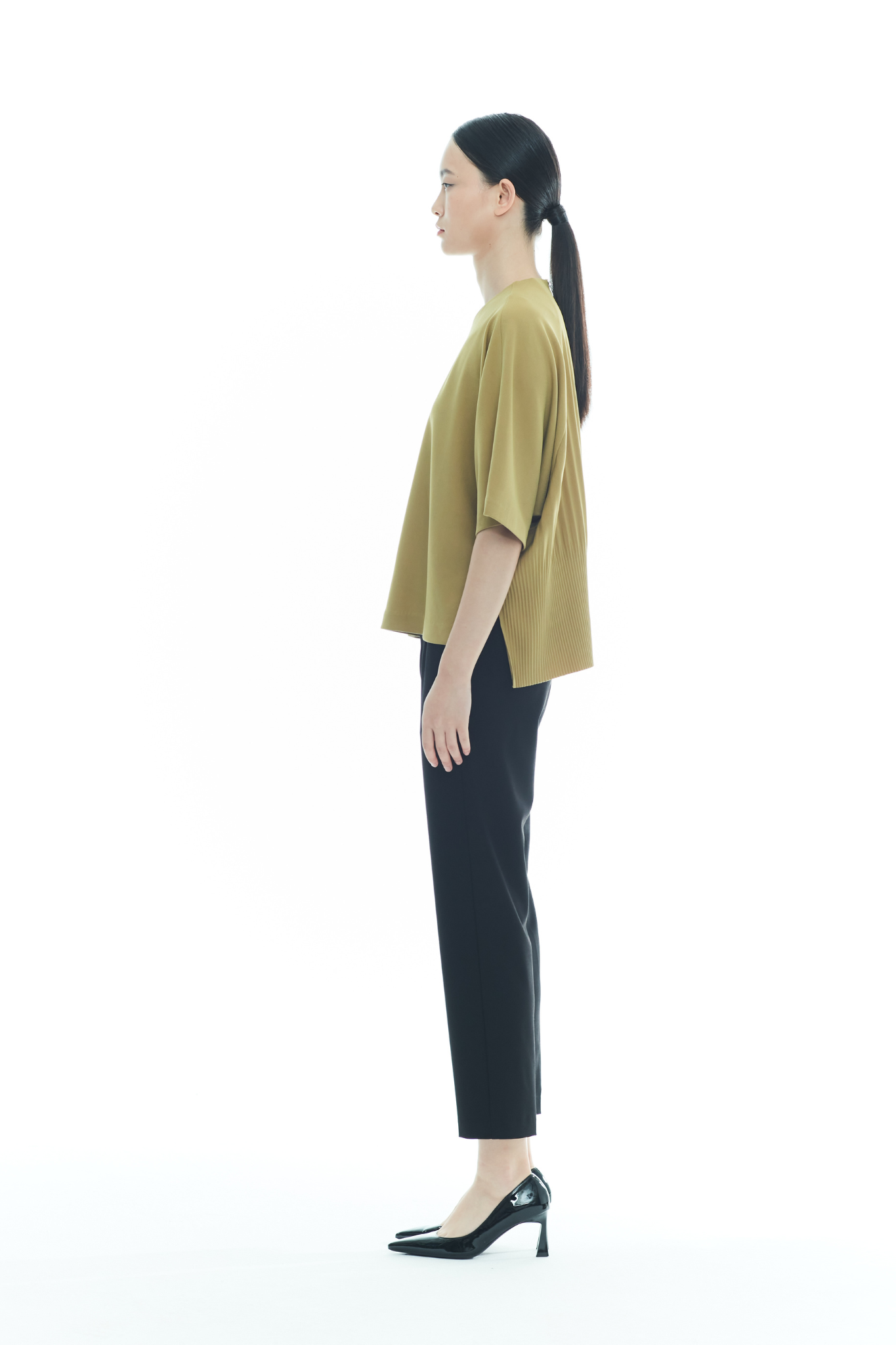 Back-Pleated Dolman Sleeve Top