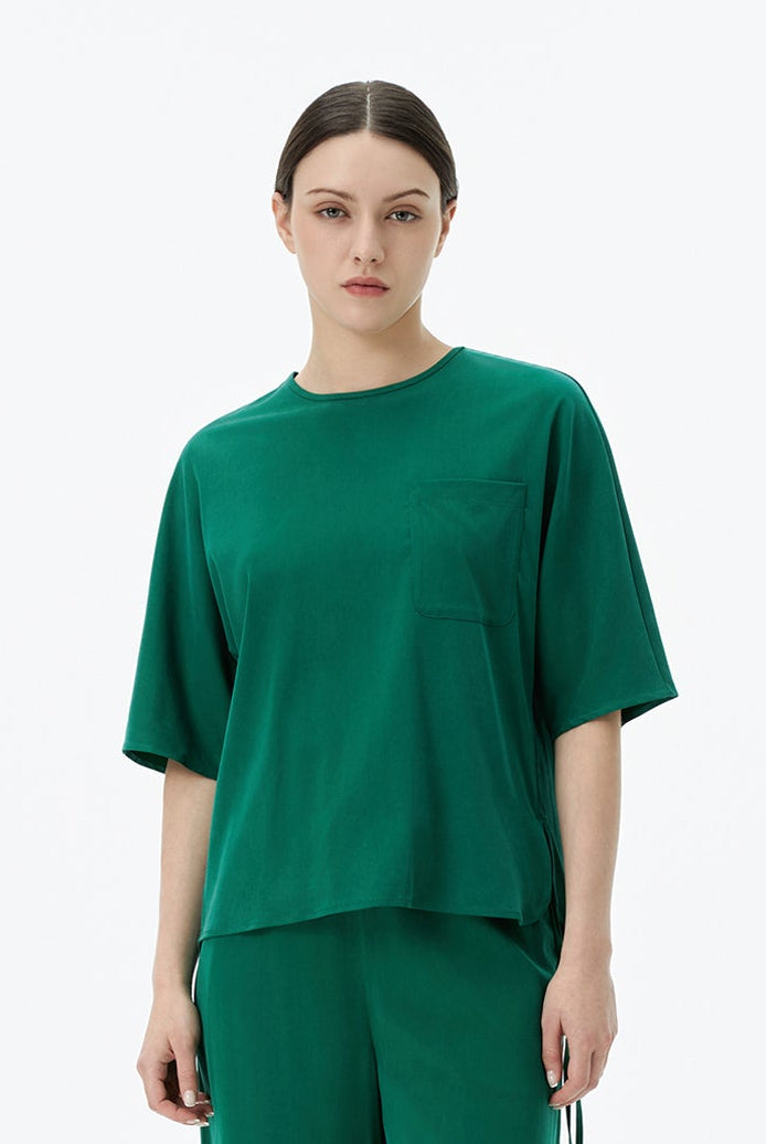 Round Neck Top With Back Opening