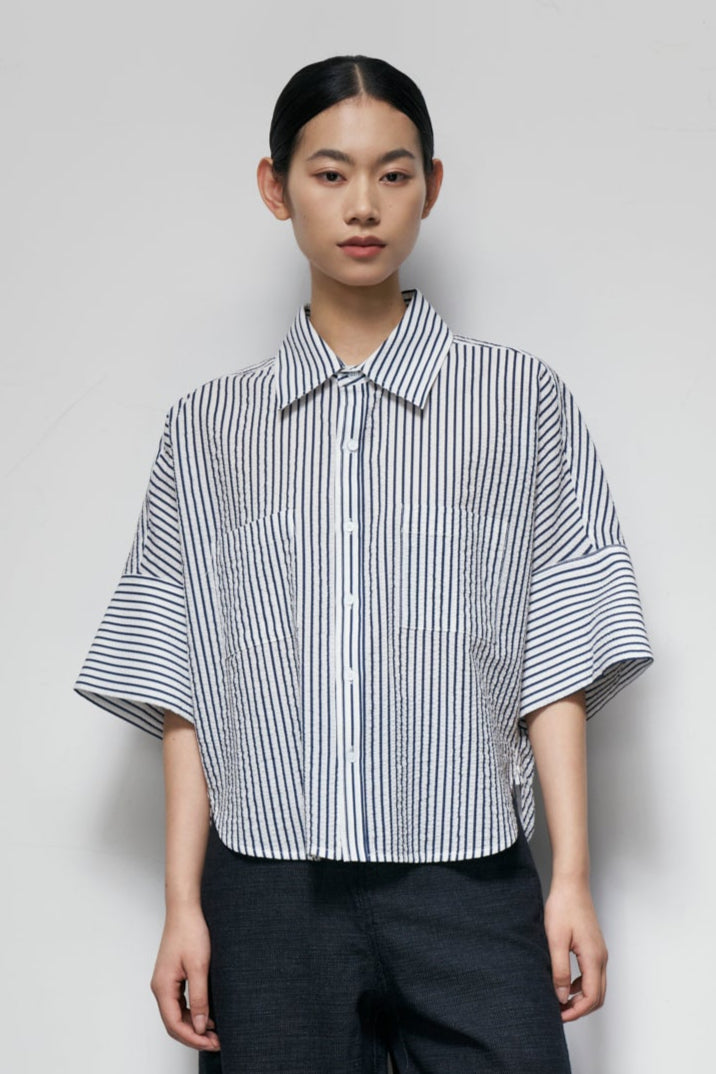 Striped Wide-Sleeve Shirt