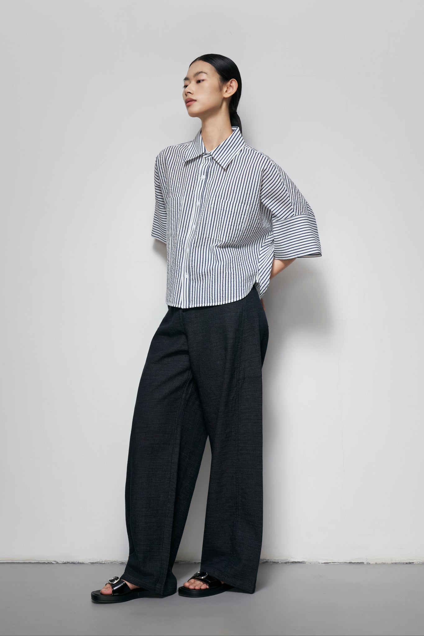 Striped Wide-Sleeve Shirt
