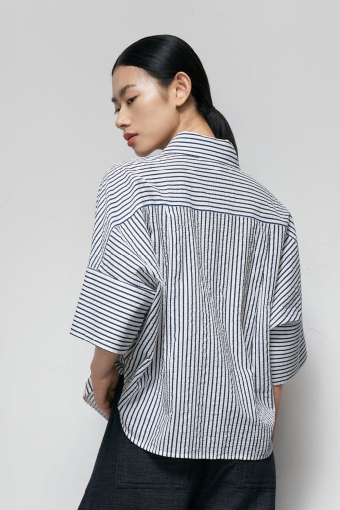 Striped Wide-Sleeve Shirt