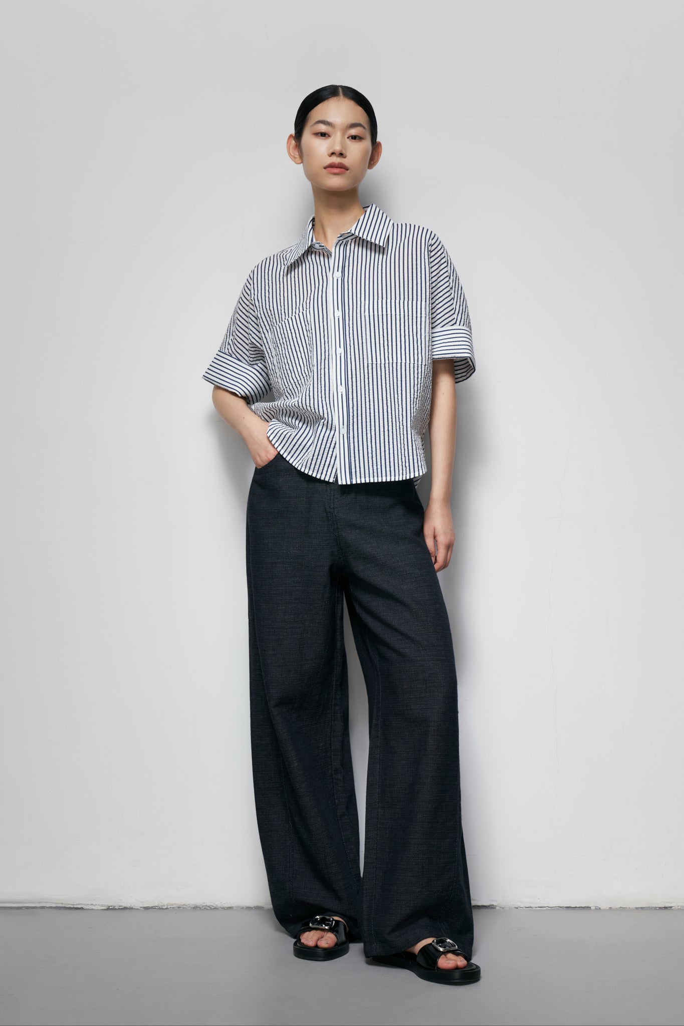 Striped Wide-Sleeve Shirt