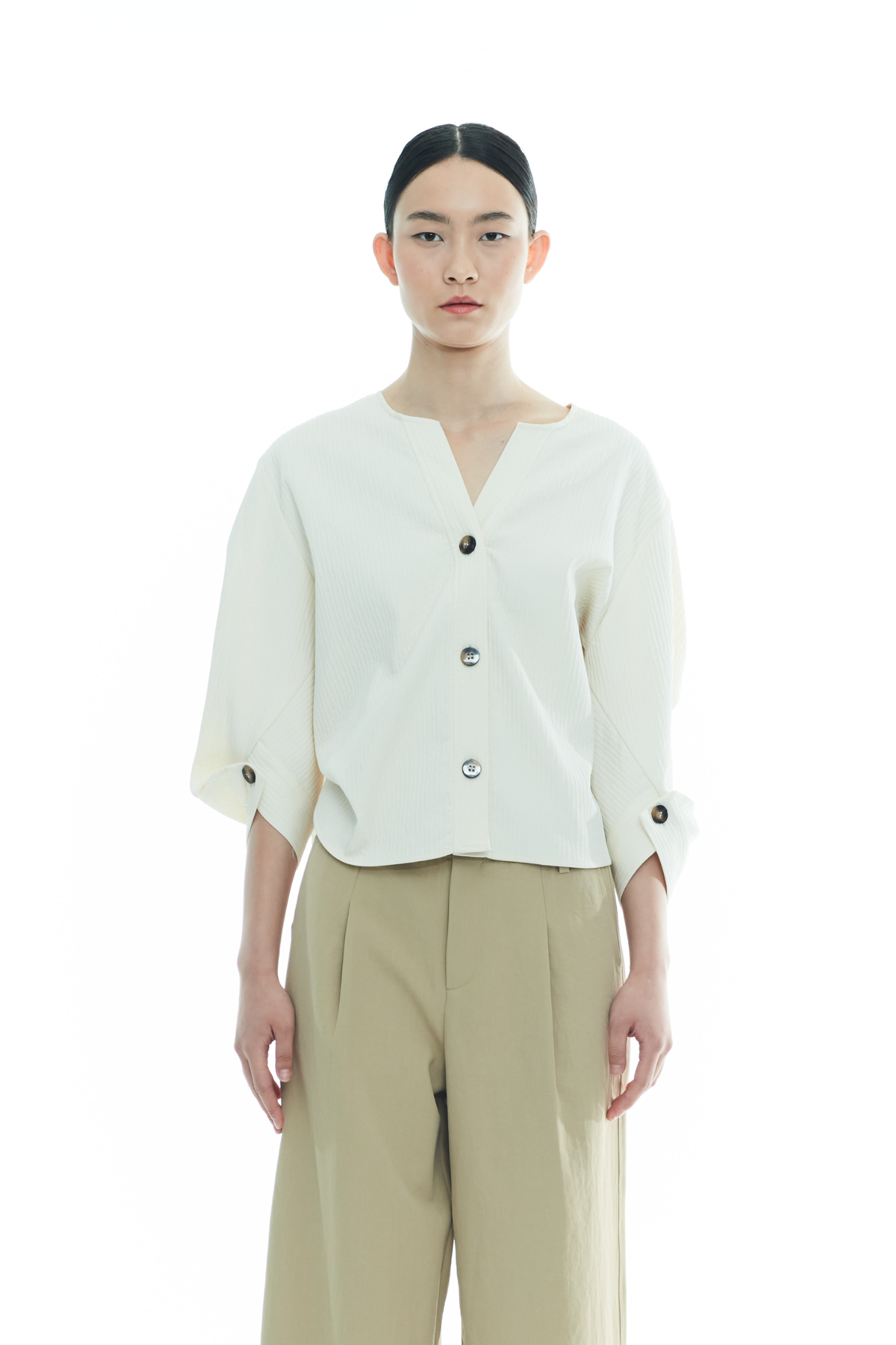 Textured Origami-Cuff Top