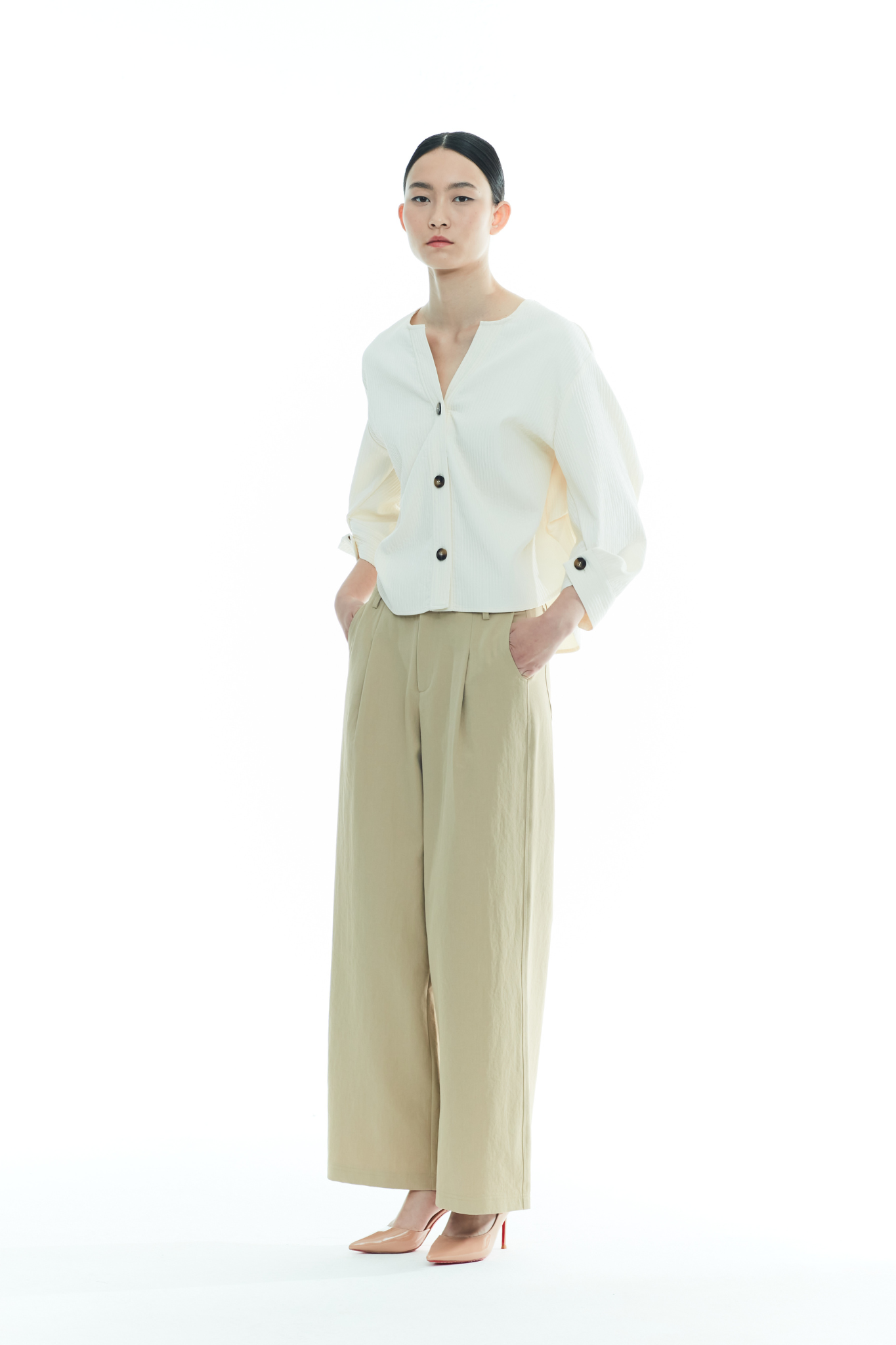 Textured Origami-Cuff Top
