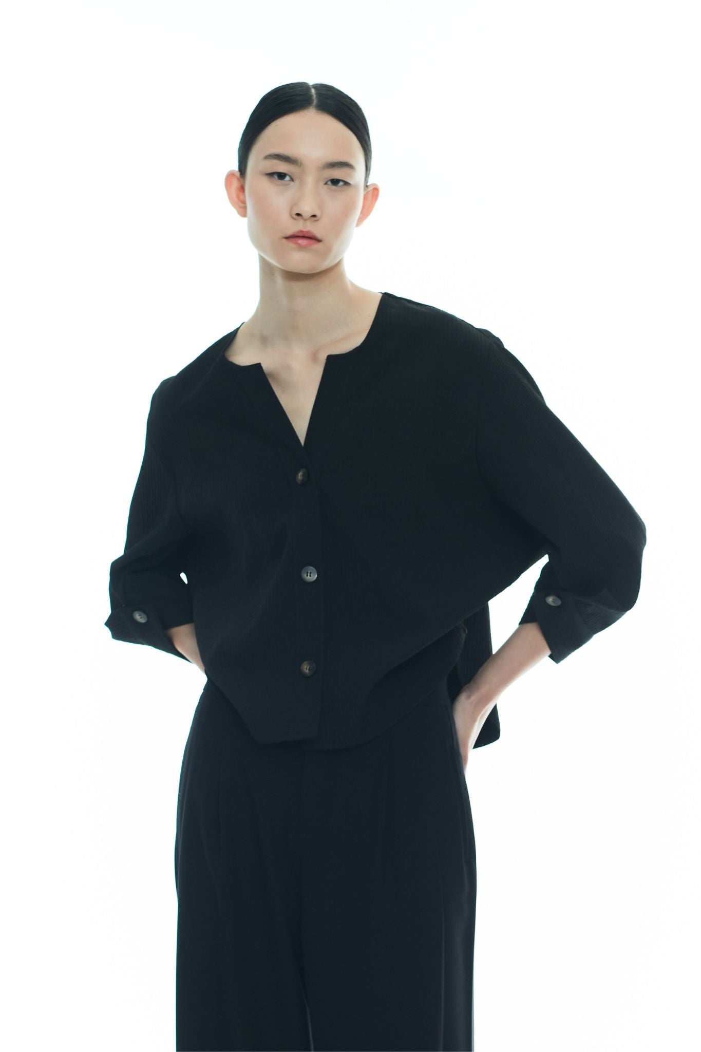 Textured Origami-Cuff Top