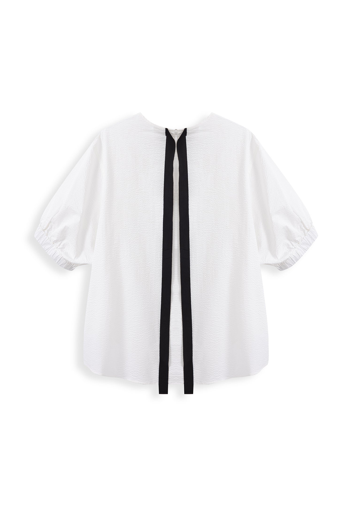 Back Ribbon Tie Seersucker Top