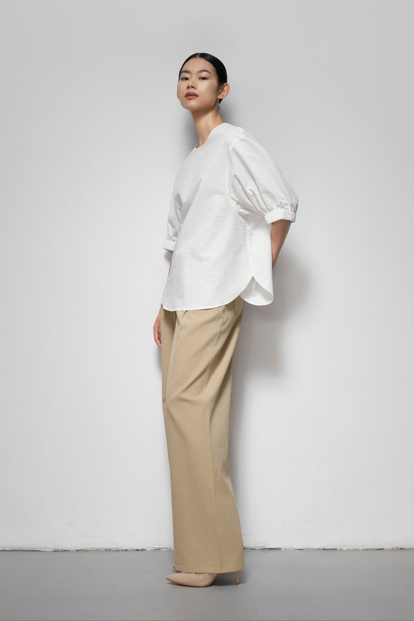 Back Ribbon Tie Seersucker Top